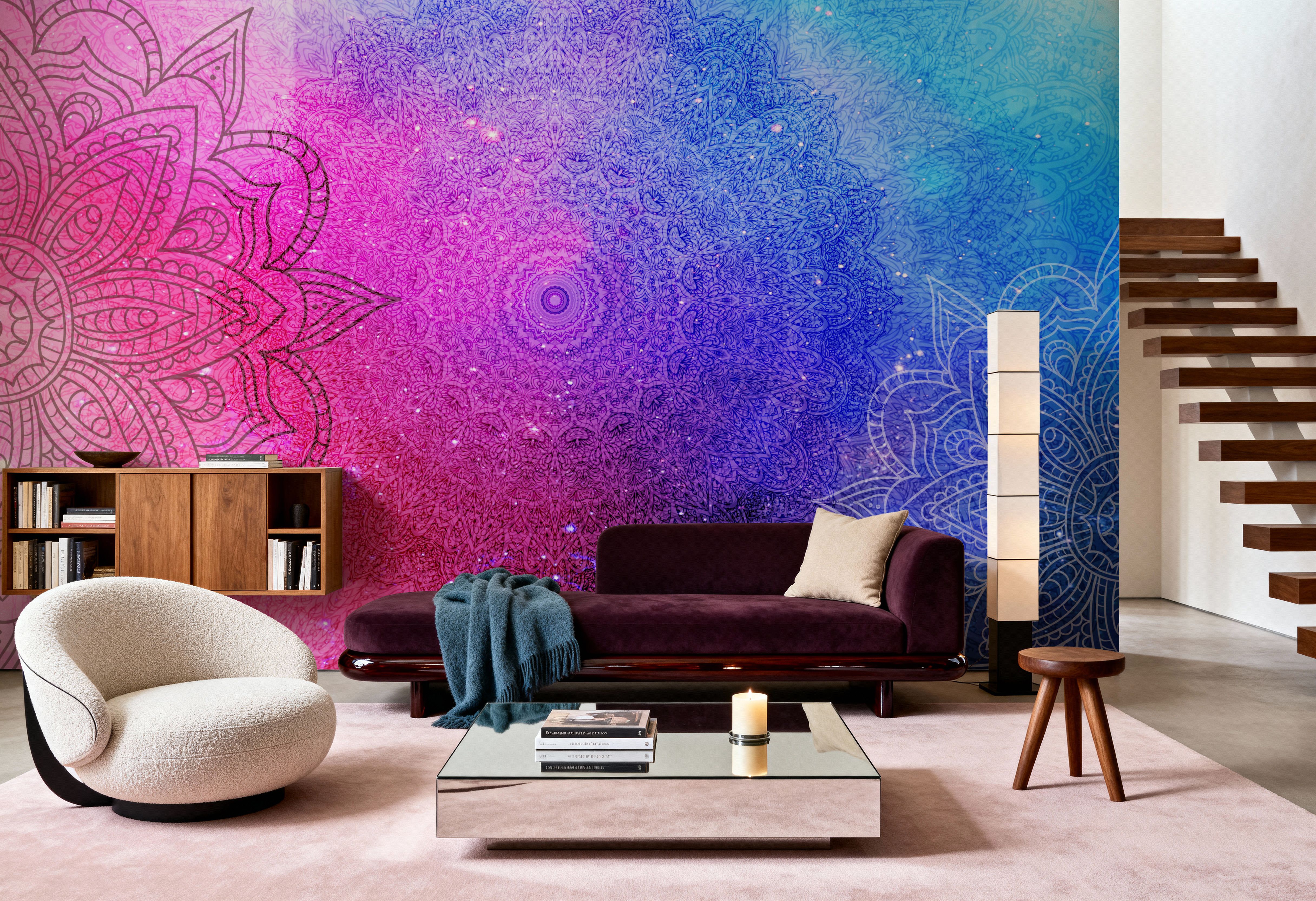 Mandala, Blue & Pink