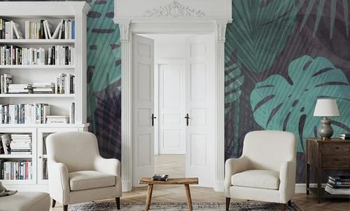 Big Monstera Leaves, Cyan