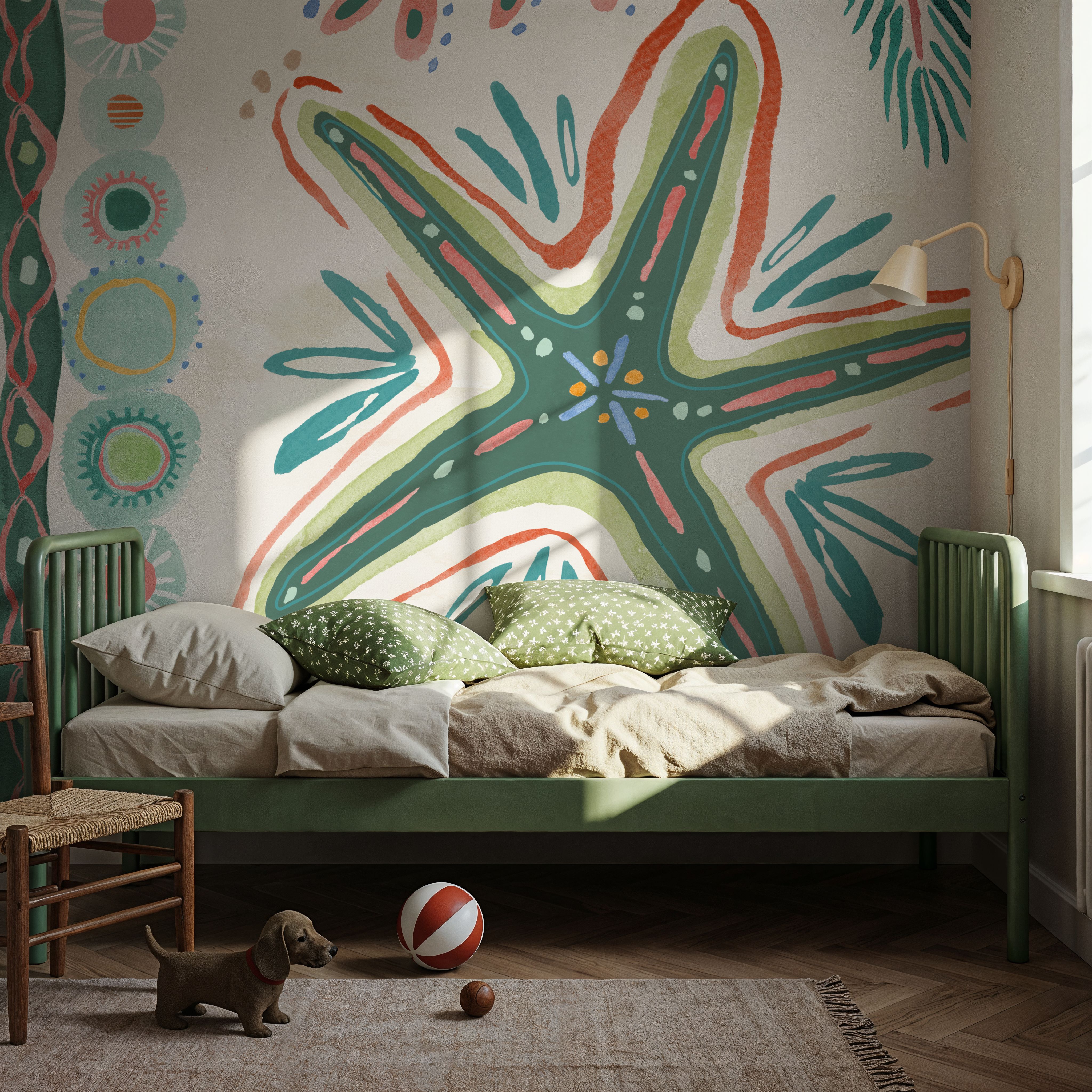 Wall Mural - Coastline IV - Graphics Animals mural wallpaper - Green - Kids' Room - Wallism US - Premium, Textured or Peel & Stick