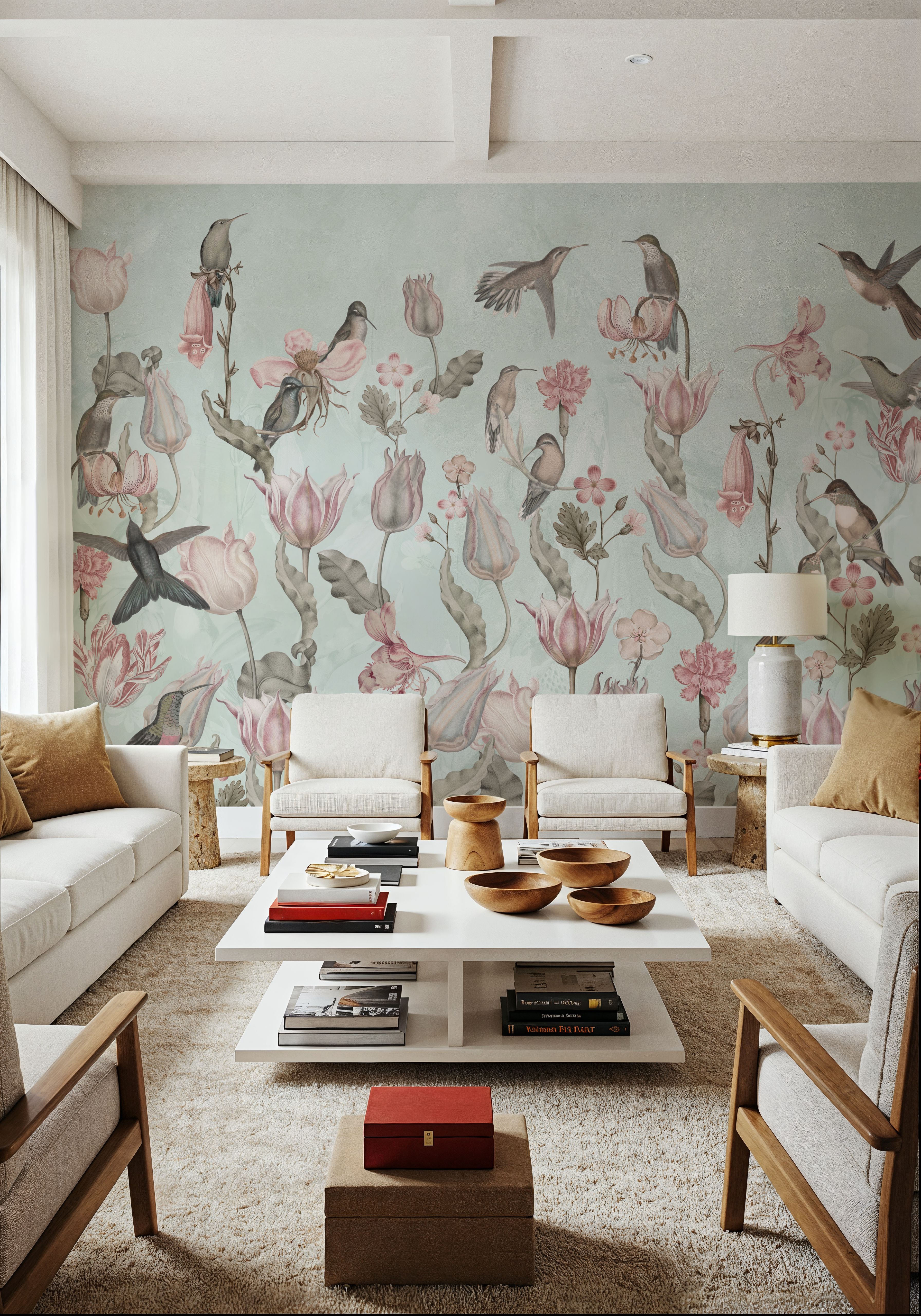 Tulips & Birds, Pistachio