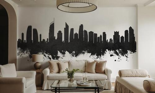 Gold Coast Australia Skyline Black & White