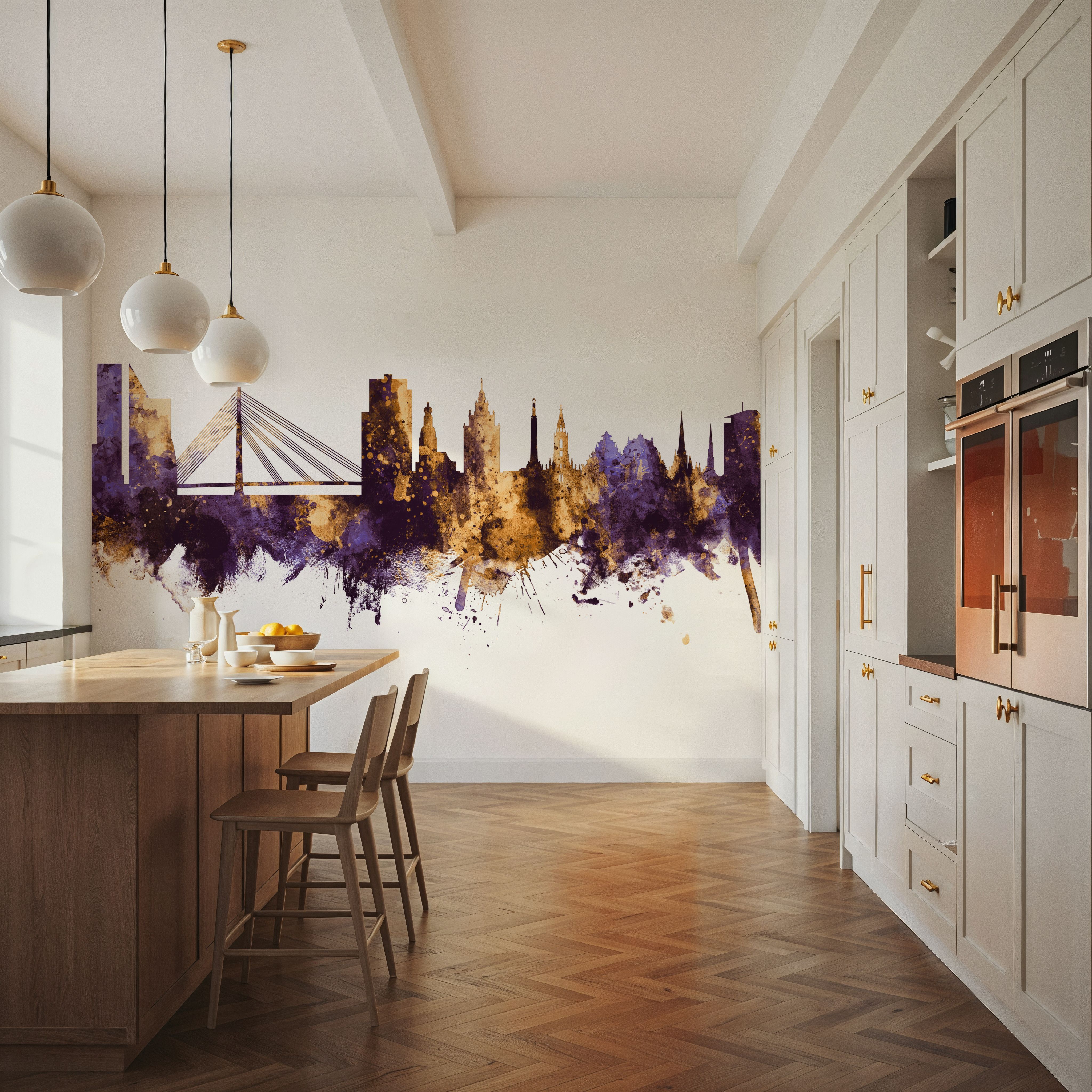 Riga Latvia Skyline Purple & Gold