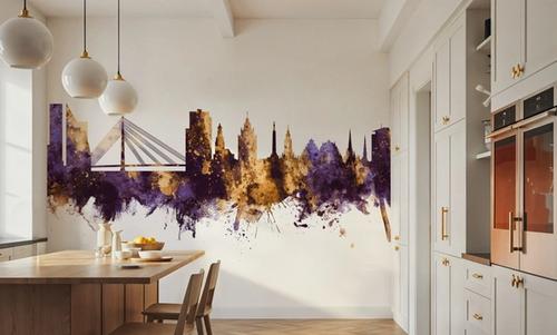 Riga Latvia Skyline Purple & Gold