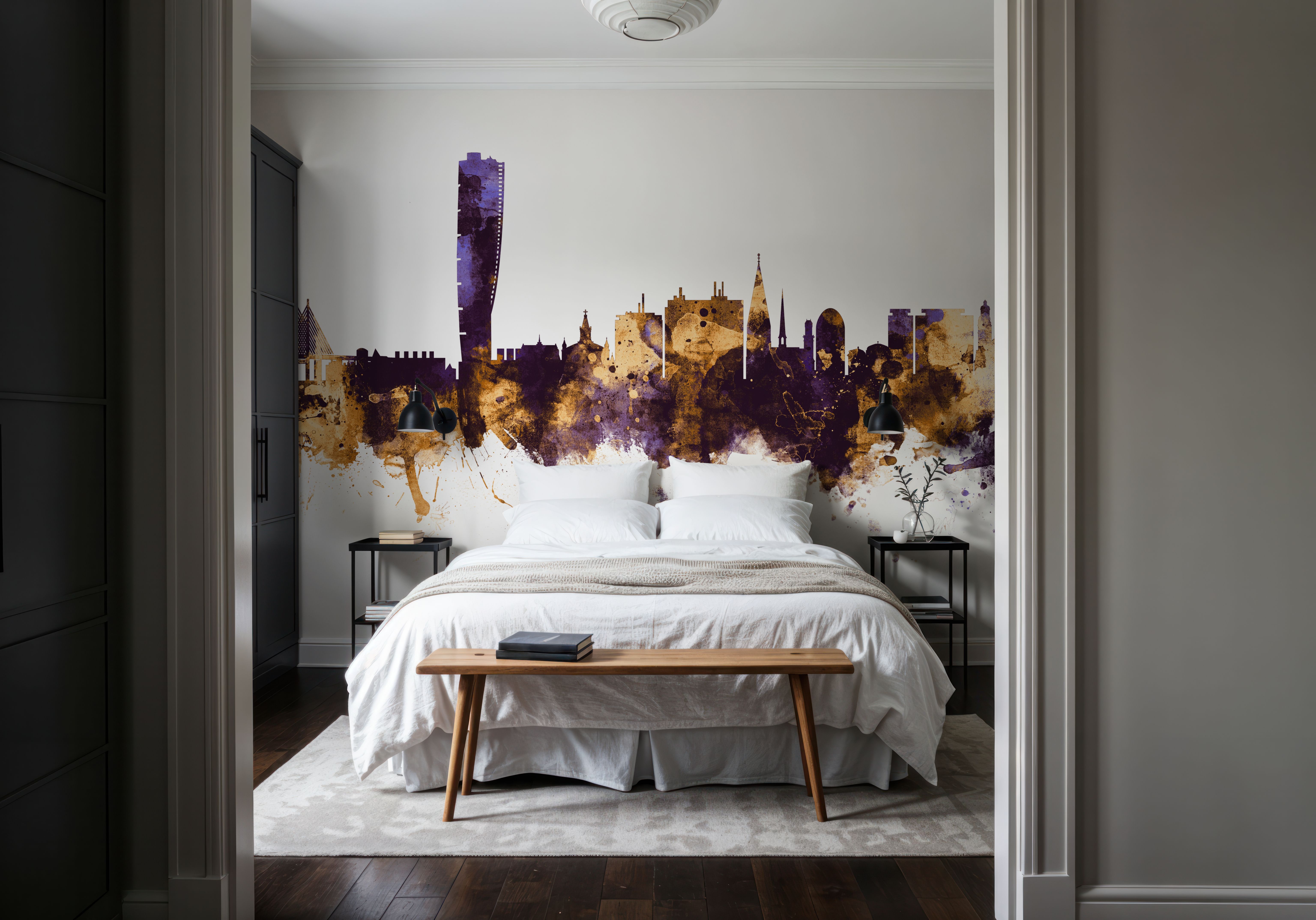 Malmö Sweden Skyline Purple & Gold