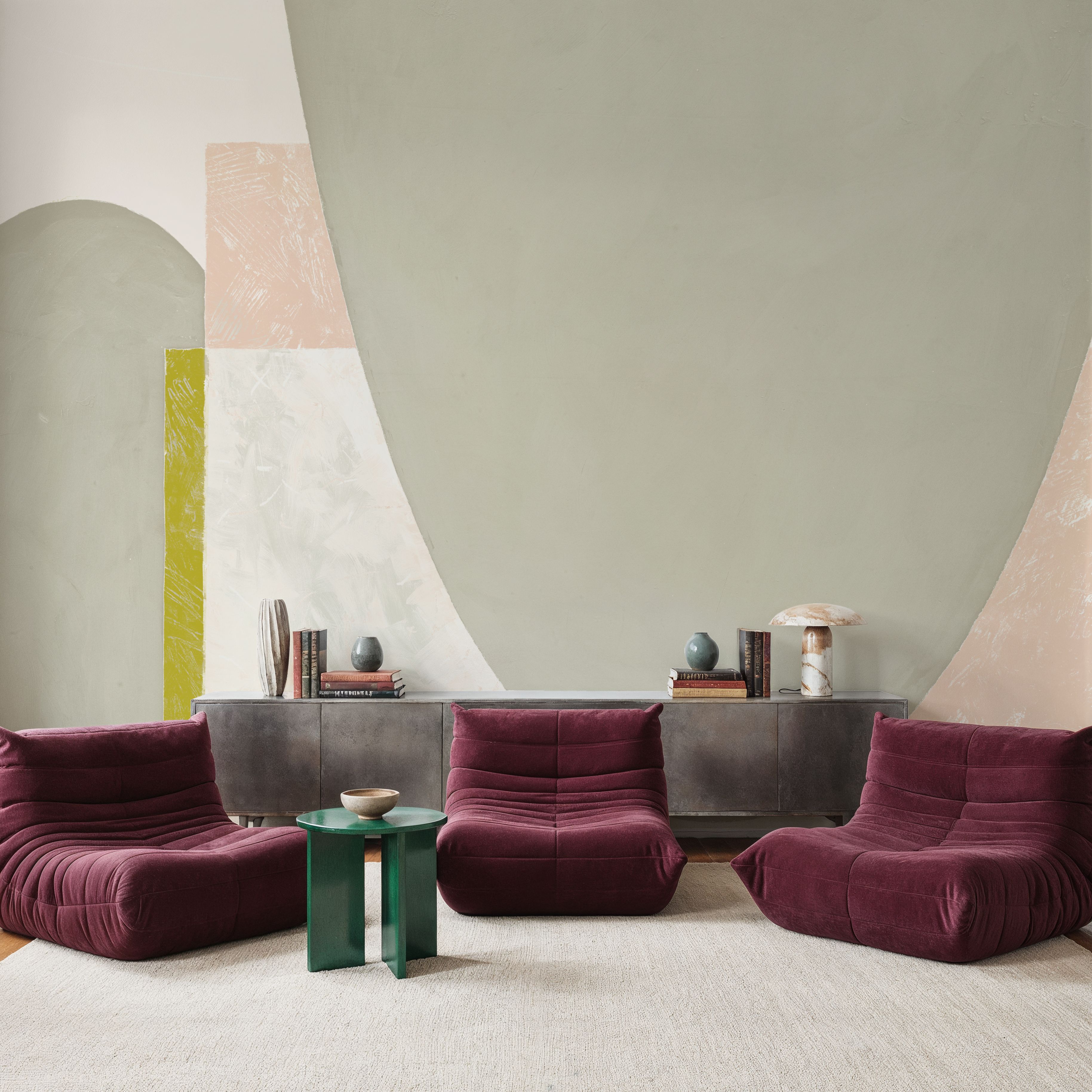 Wall Mural - Graybird - Abstract Contemporary mural wallpaper - Green - Dining Room - Wallism US - Premium, Textured or Peel & Stick