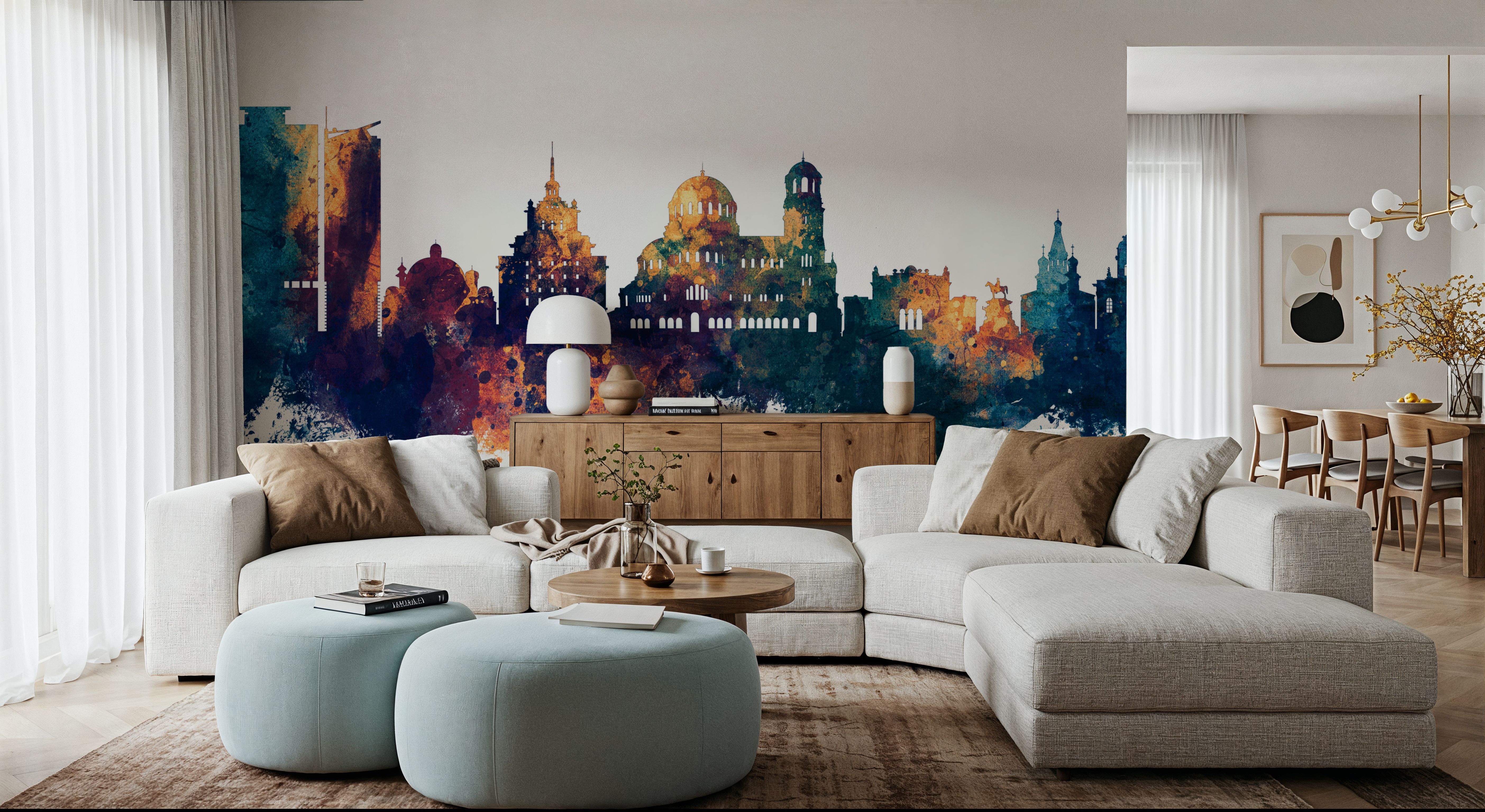 Sofia Bulgaria Skyline Blue & Bronze