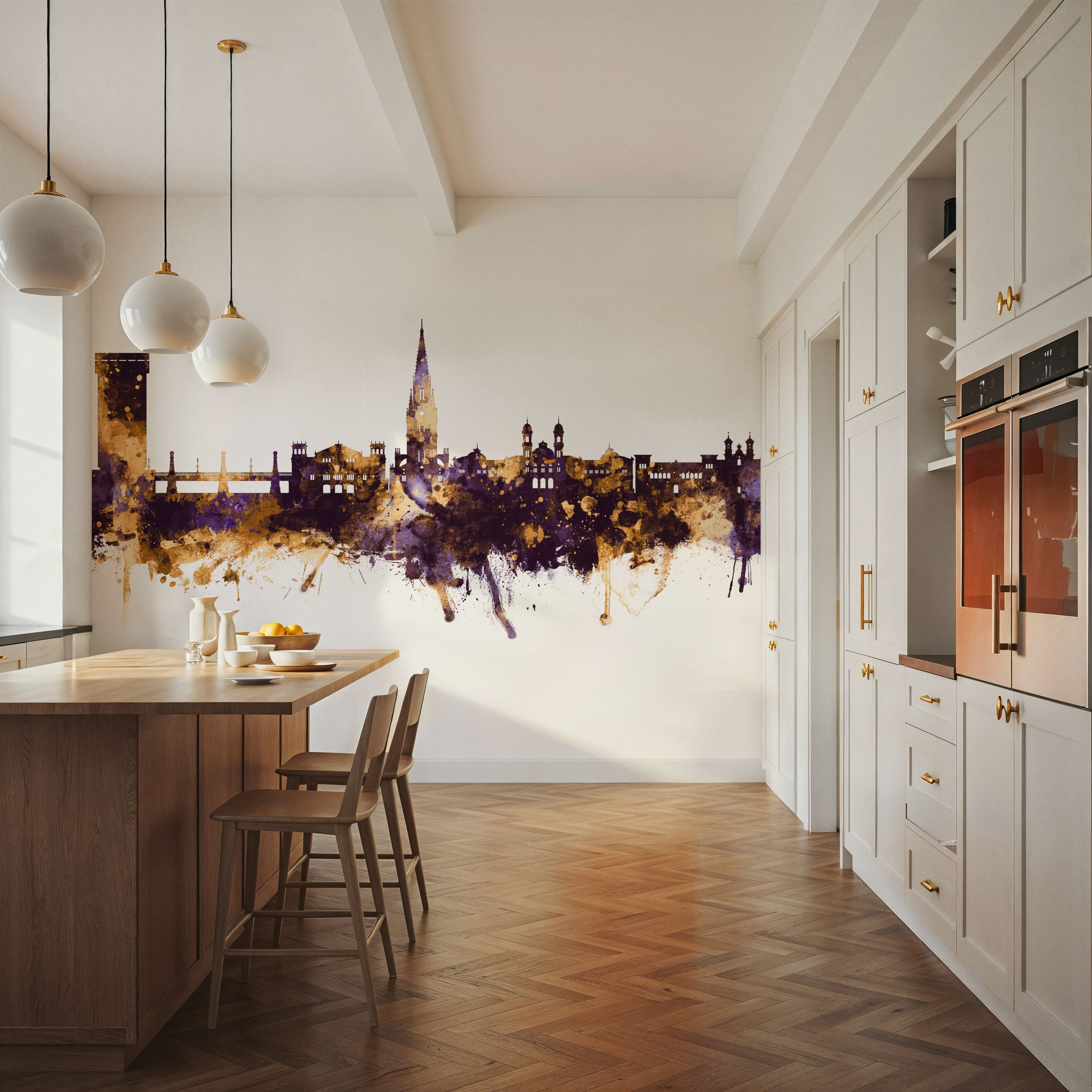 San Sebastian Spain Skyline Purple & Gold