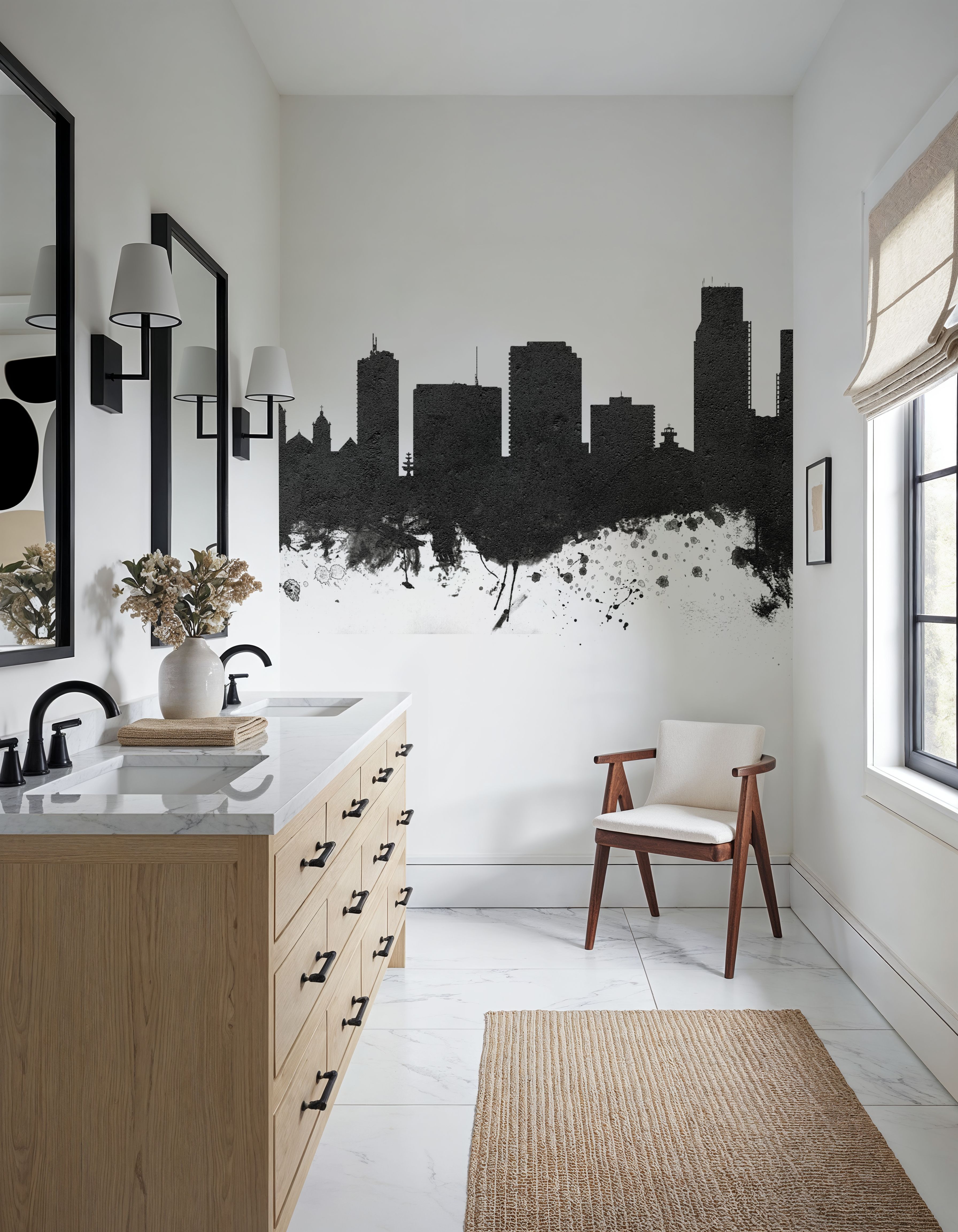 Corpus Christi Texas Skyline Black & White