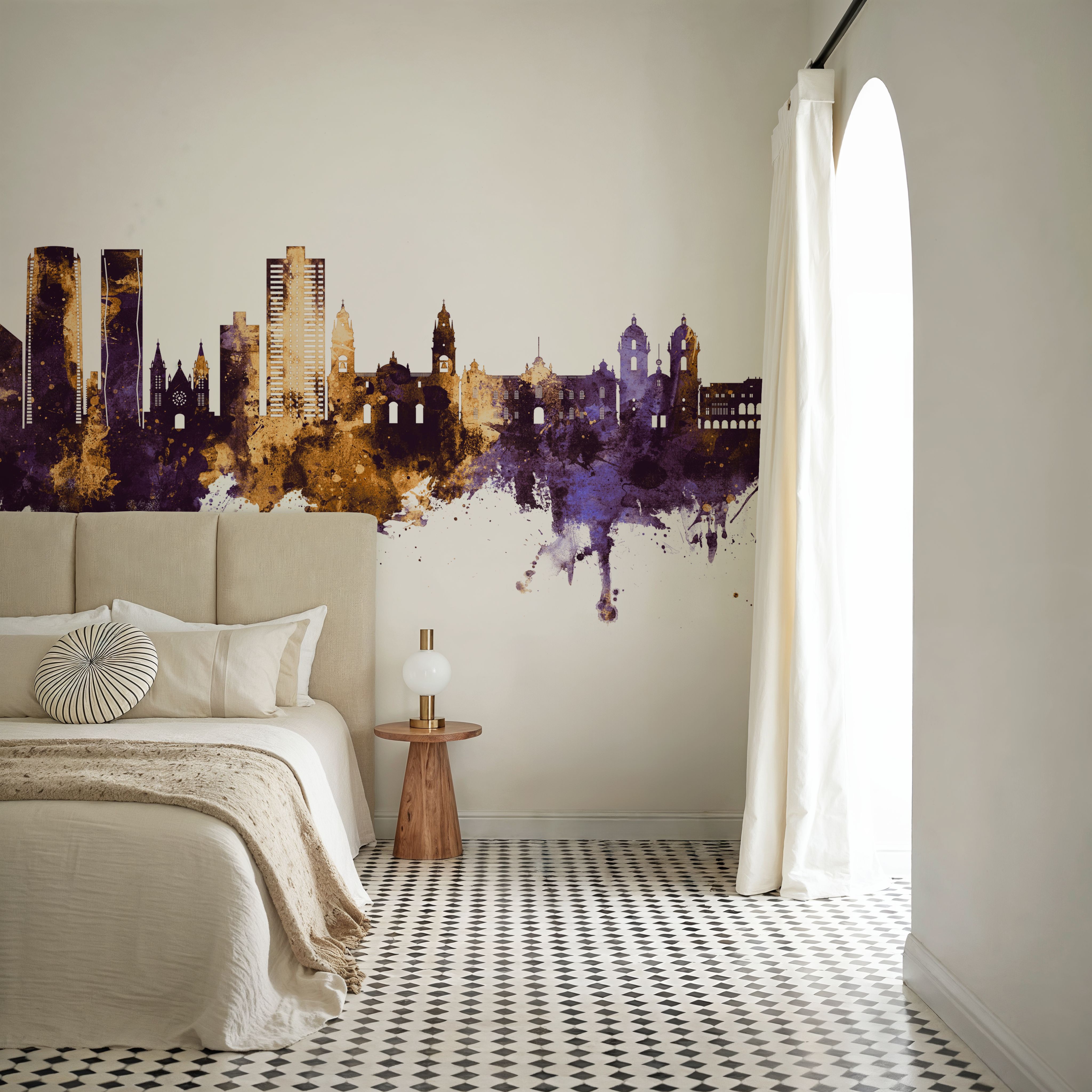 Lima Peru Skyline Purple & Gold