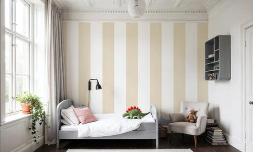 Scalloped Circus Stripes, Beige