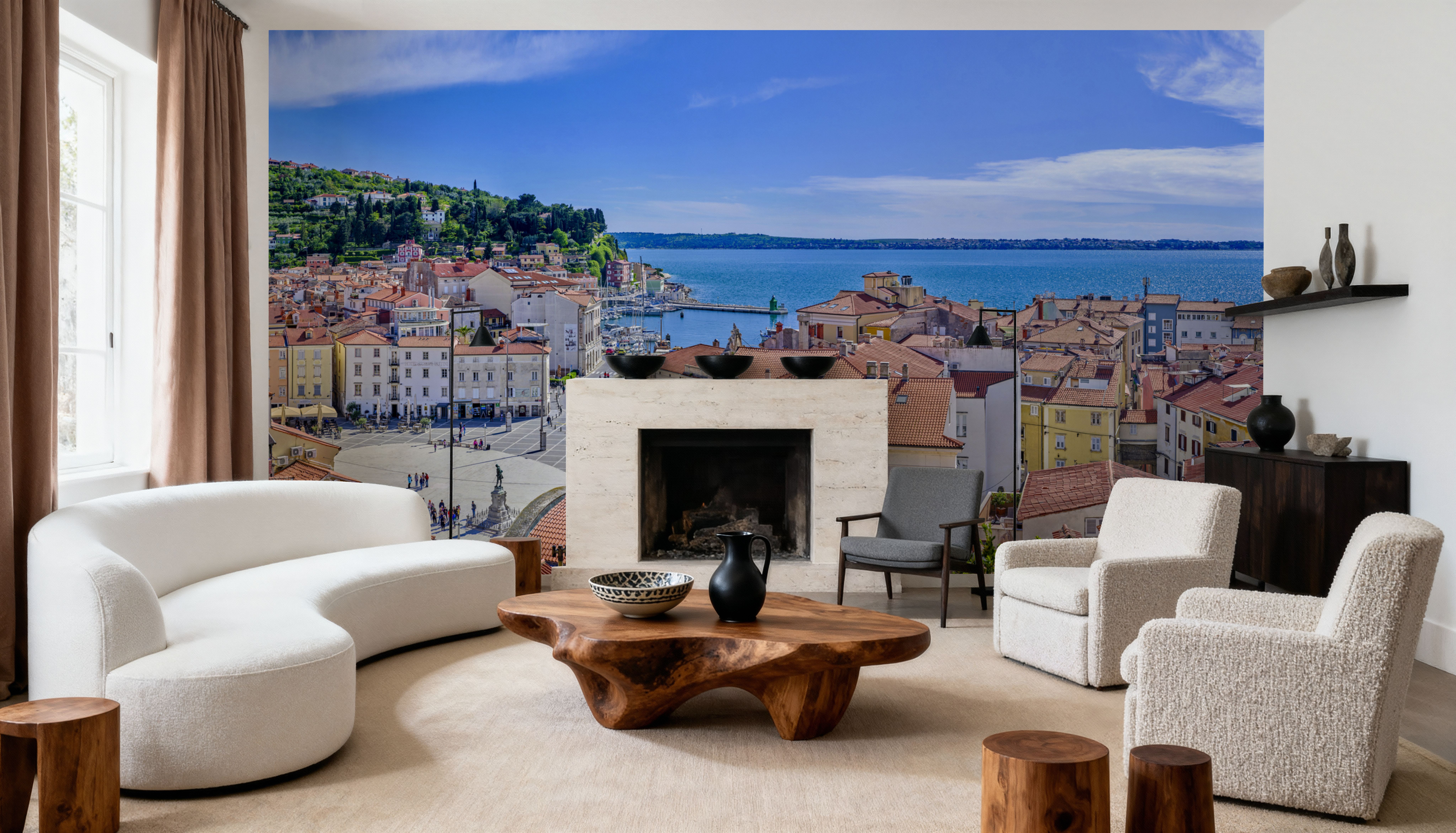 Mediterranean Village Square, Wallpaper