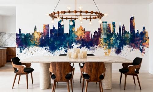 Syracuse New York Skyline Blue & Bronze