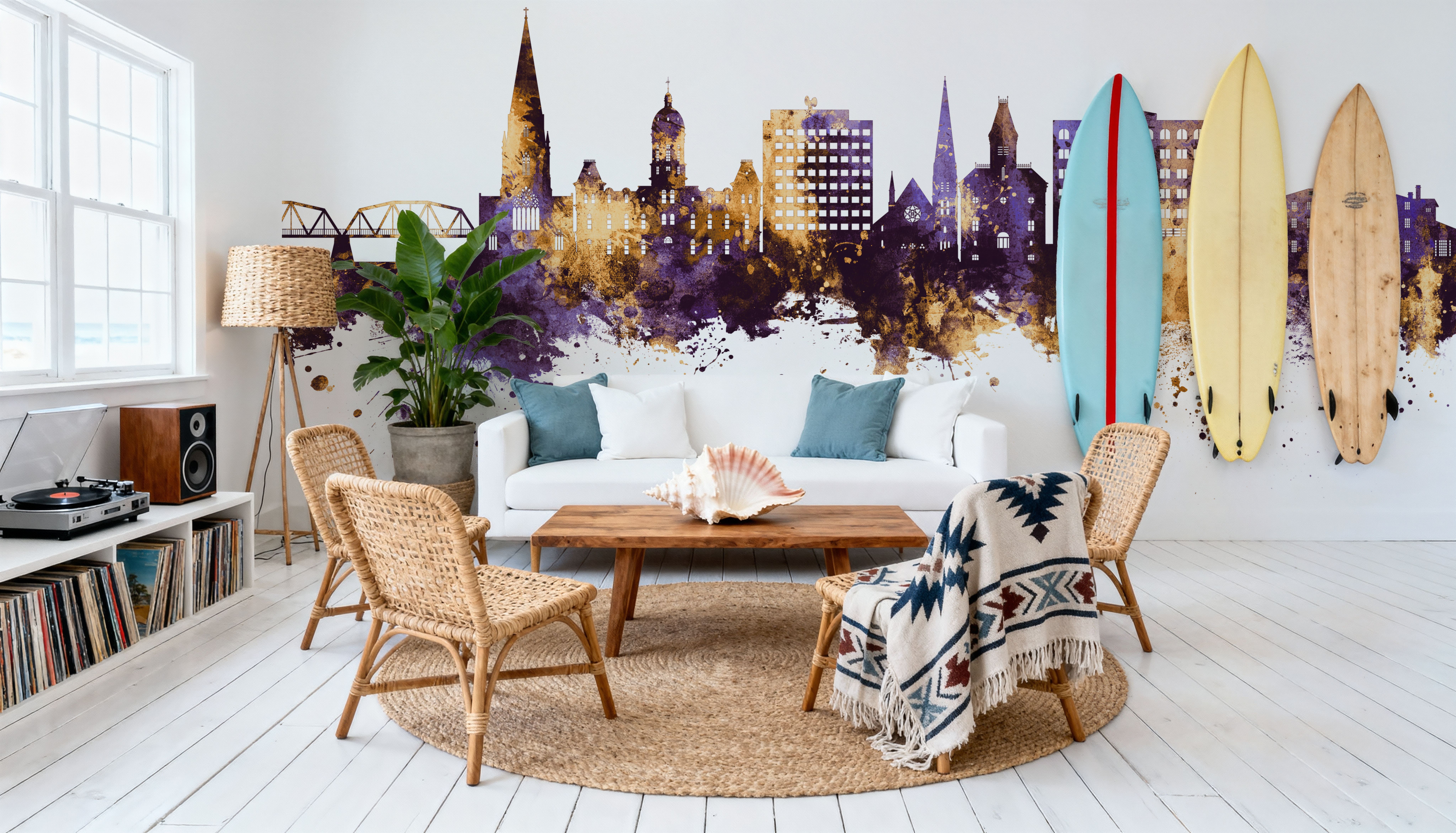 Fredericton Canada Skyline Purple & Gold