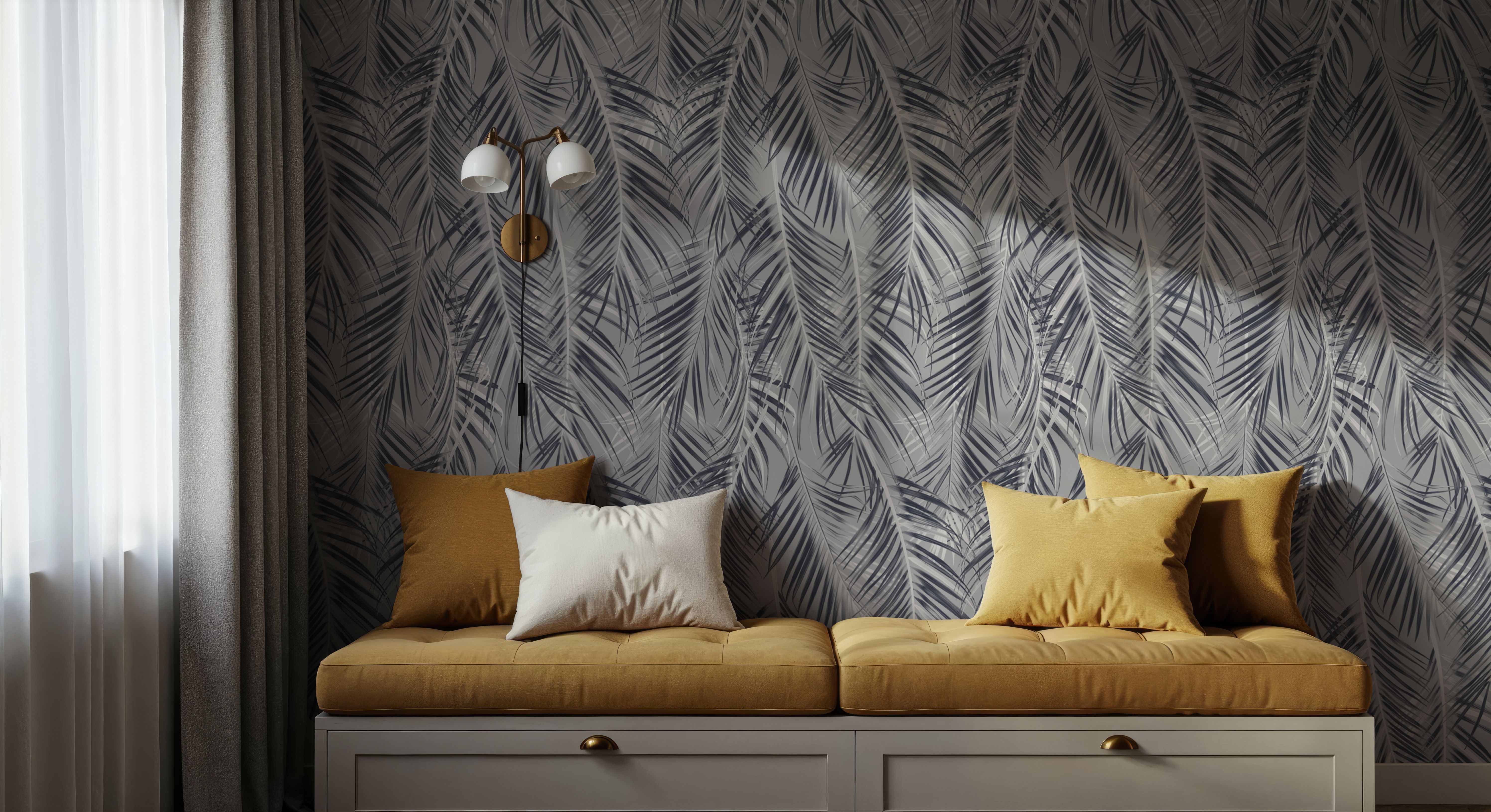 Swaying Palm Leaves, Grey