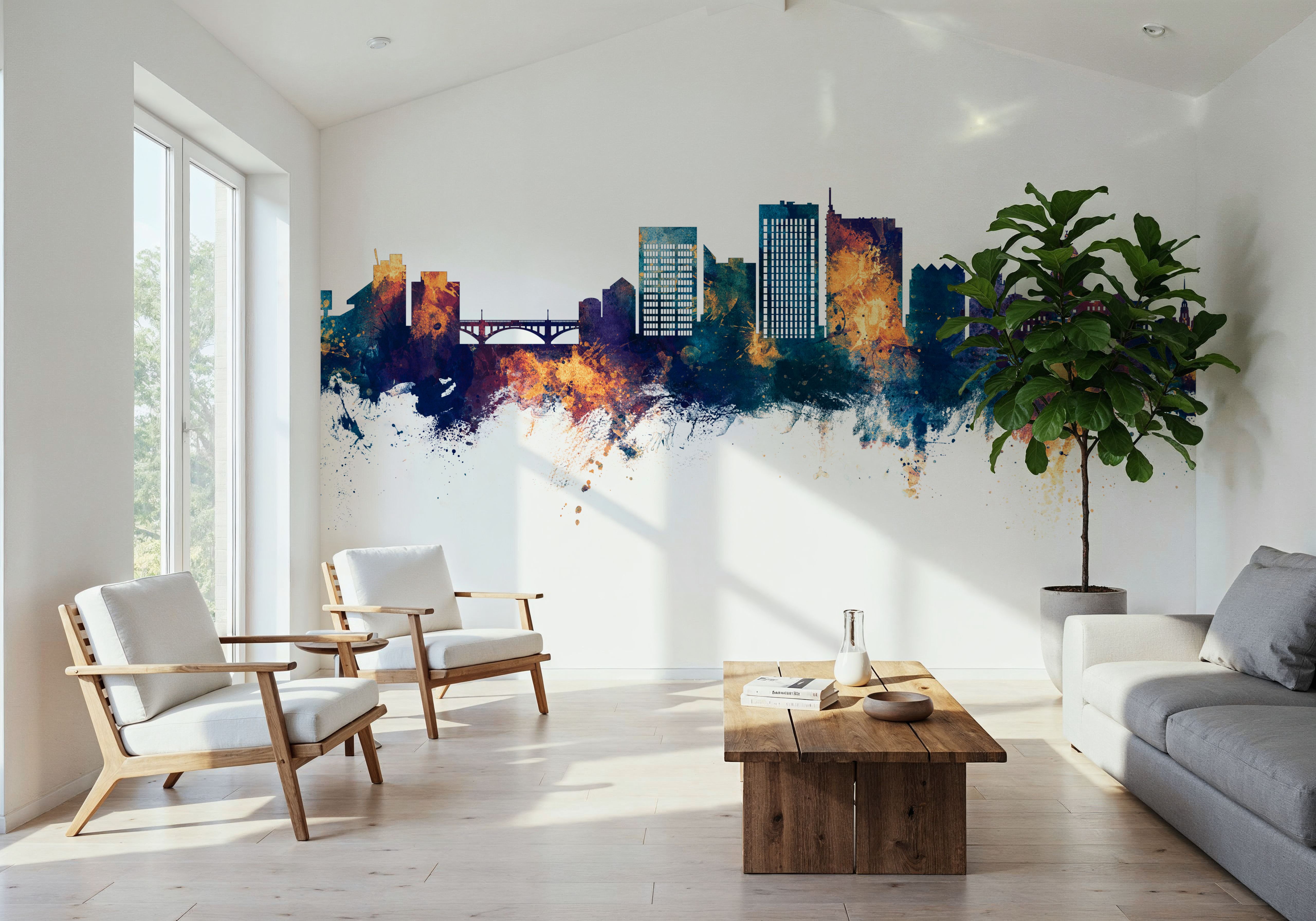 Boise Idaho Skyline Blue & Bronze, Wallpaper