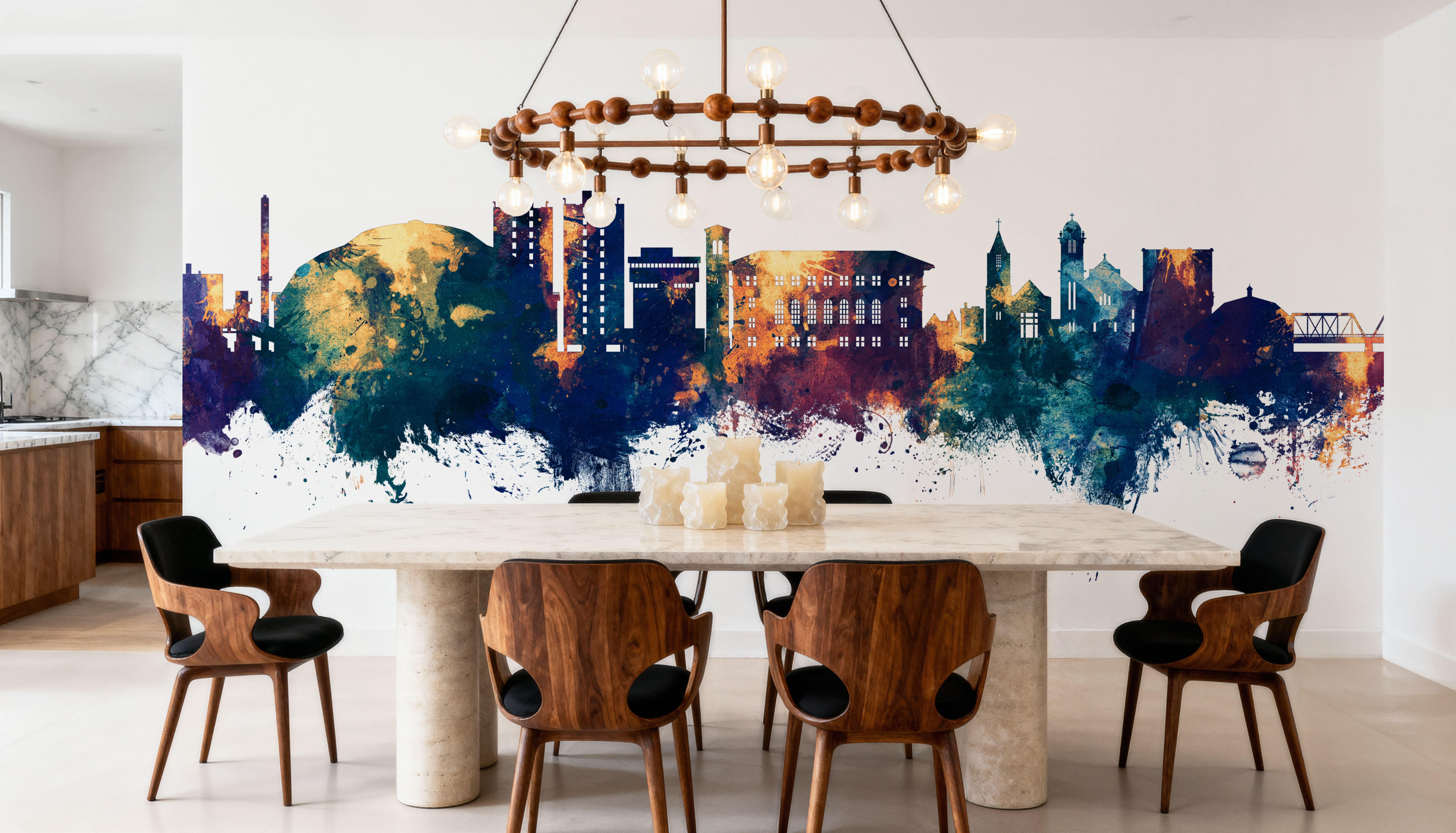 Cedar Falls Iowa Skyline Blue & Bronze