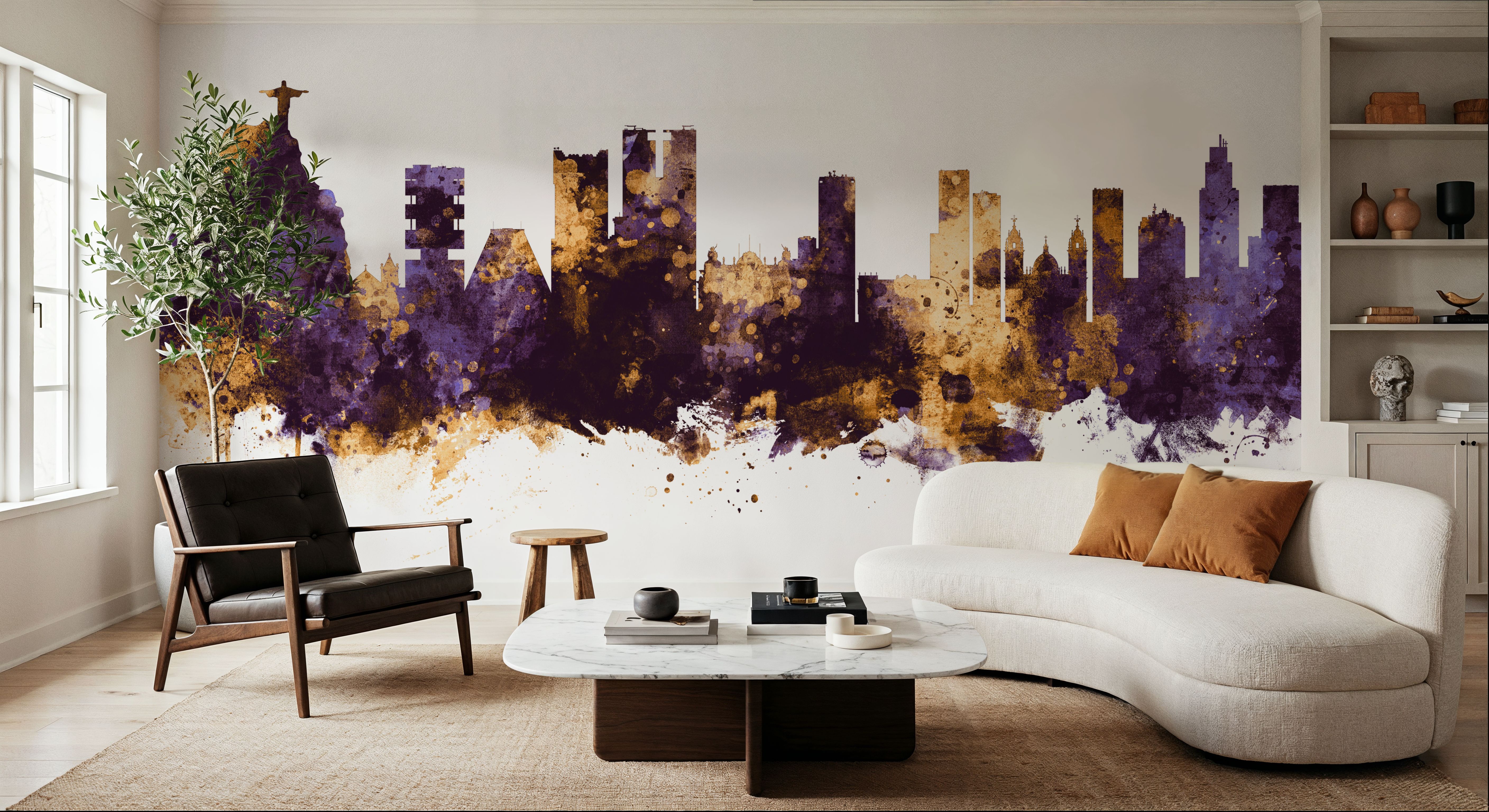 Rio de Janeiro Brazil Skyline Purple & Gold