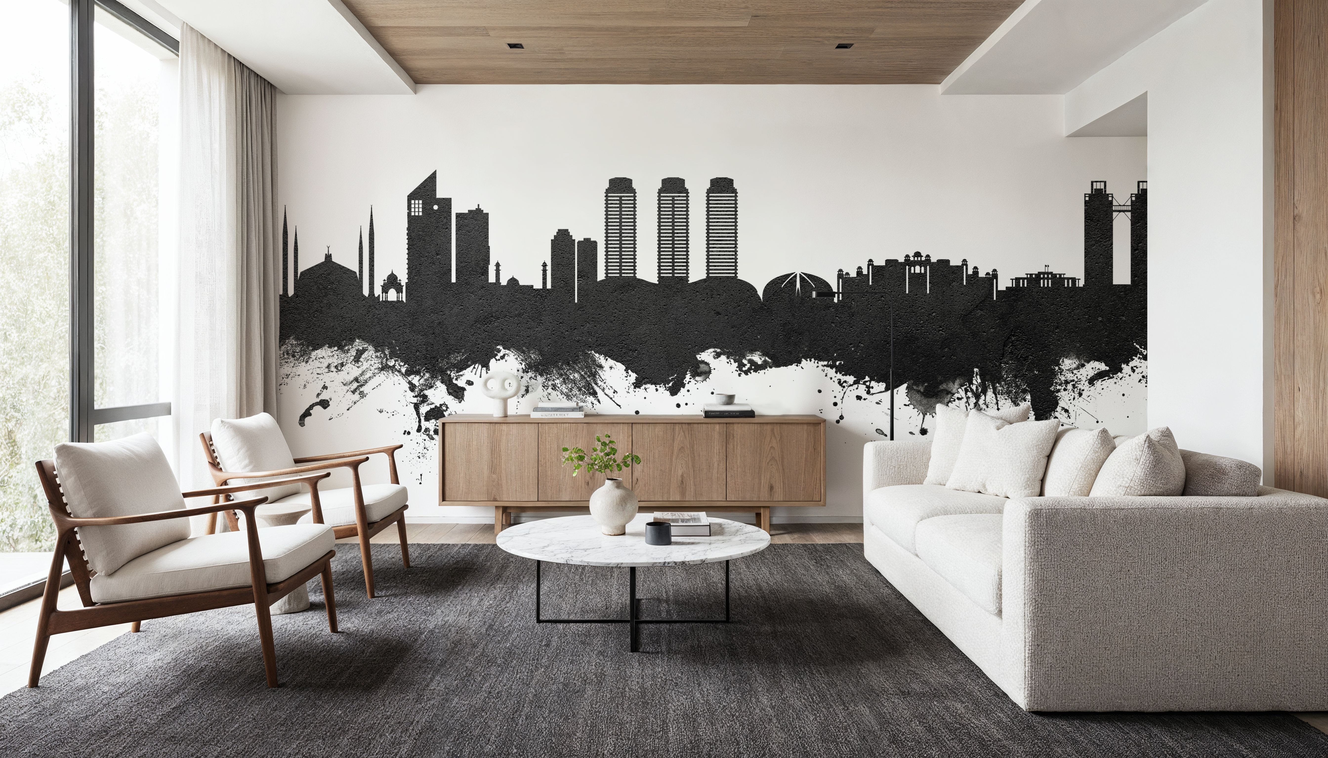 Islamabad Pakistan Skyline Black & White, Wallpaper