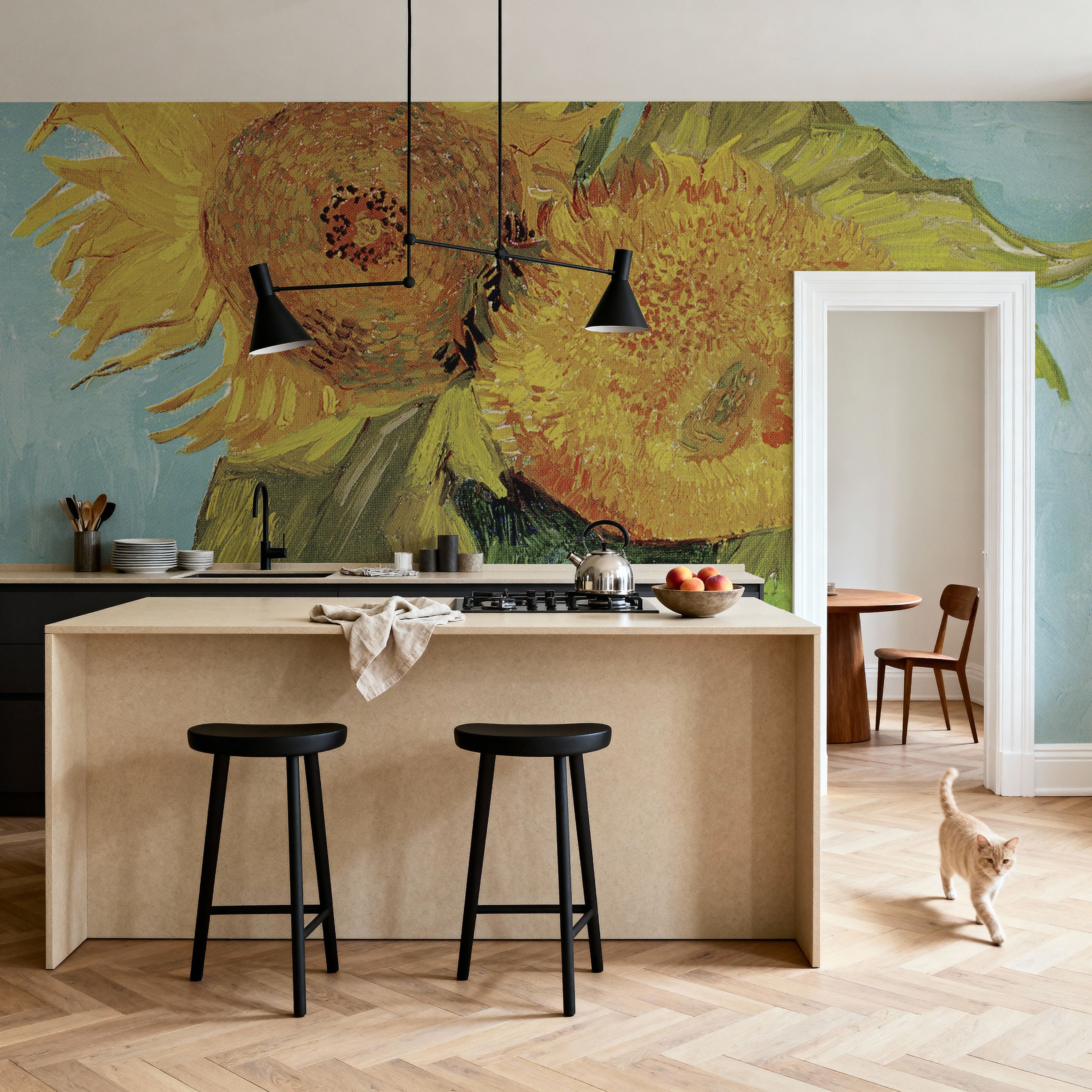 Vase with Three Sunflowers