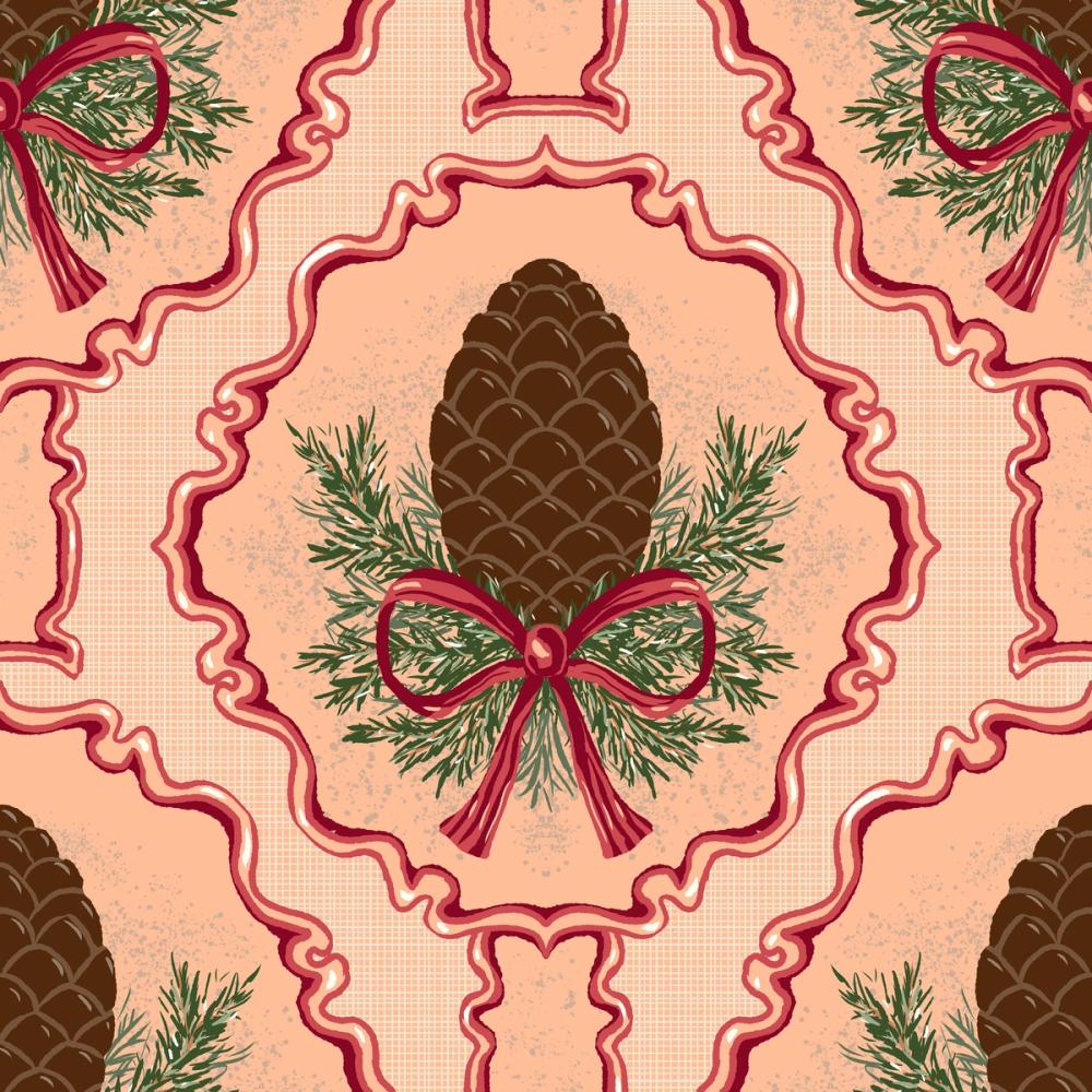 Pine Cone & Ornate Rackets, Peach