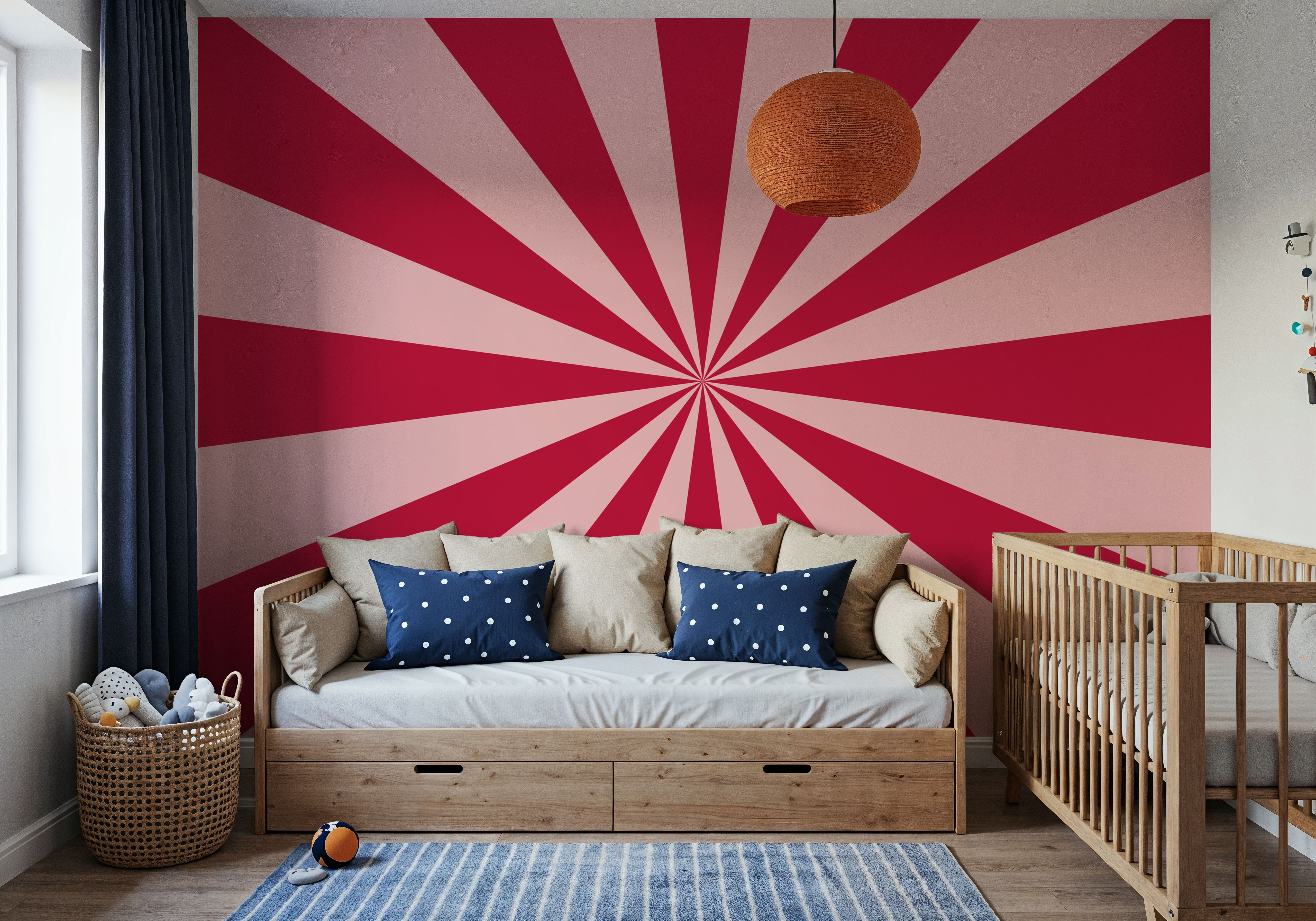 Circus Ceiling, Red on Pink