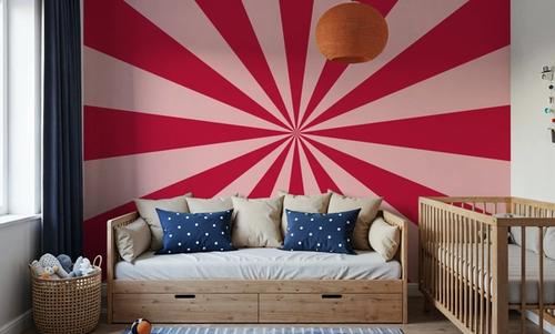 Circus Ceiling, Red on Pink