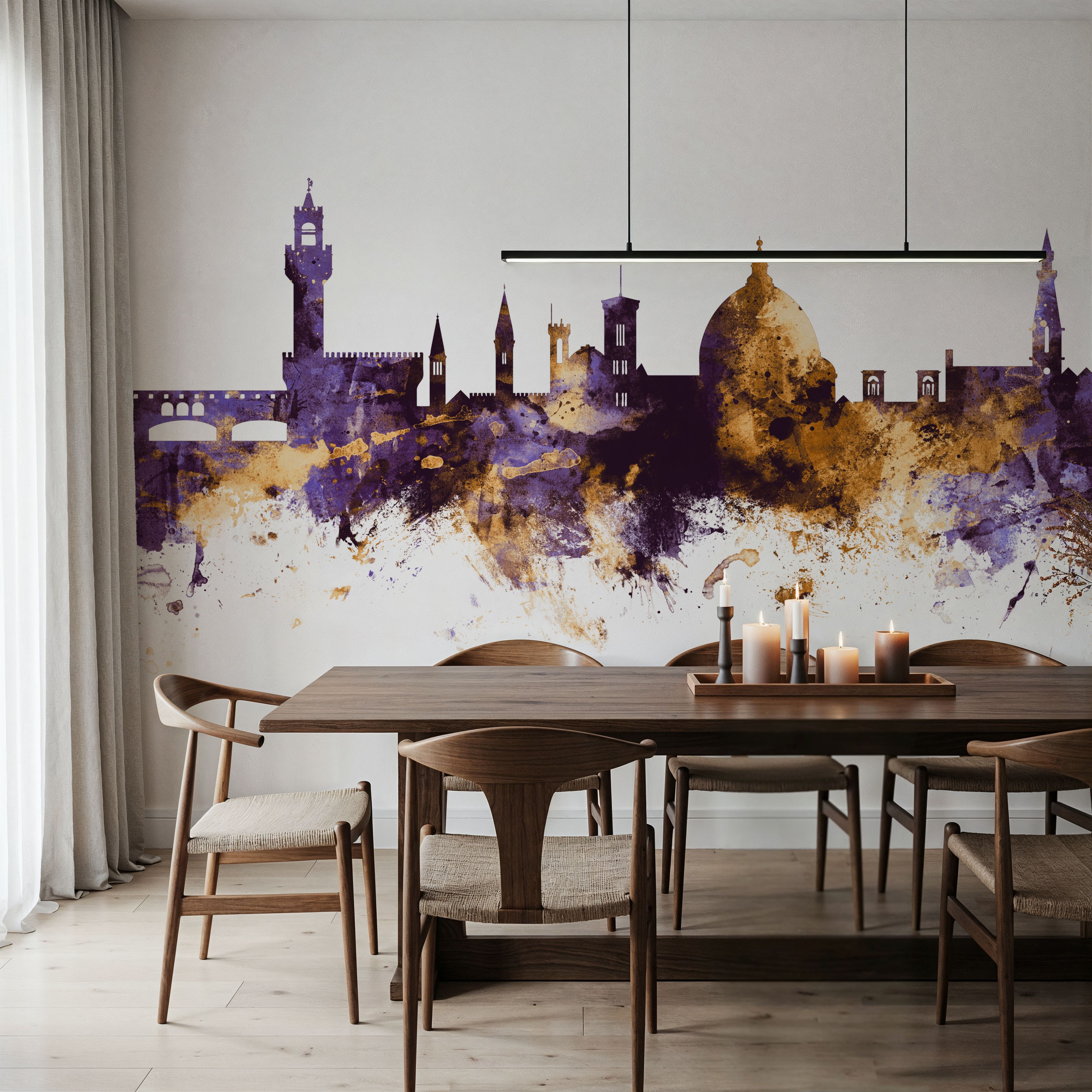 Florence Italy Skyline Purple & Gold