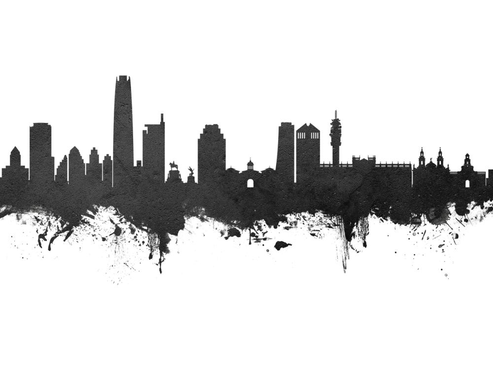 Santiago de Chile Skyline Black & White