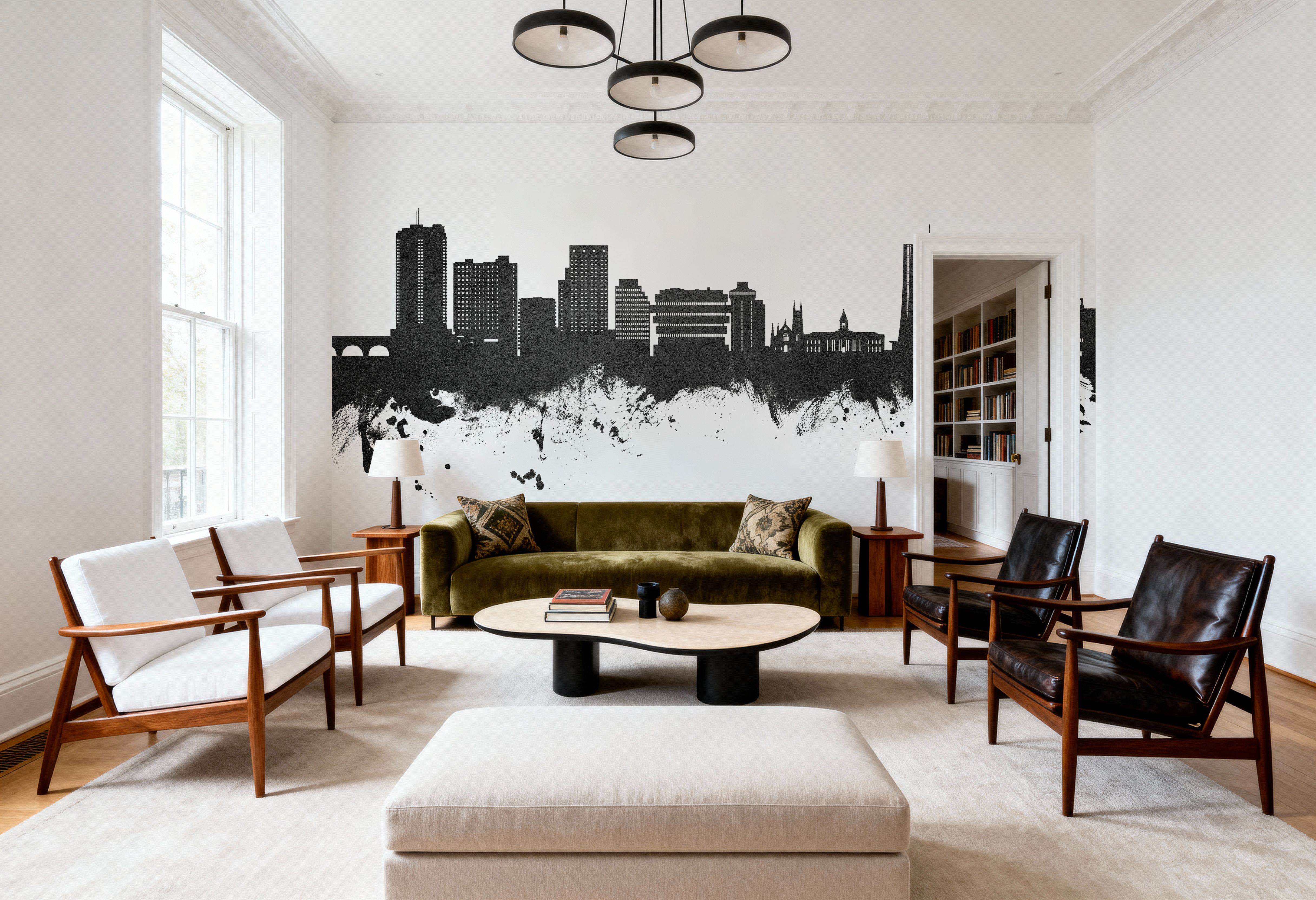 Stamford Connecticut Skyline Black & White