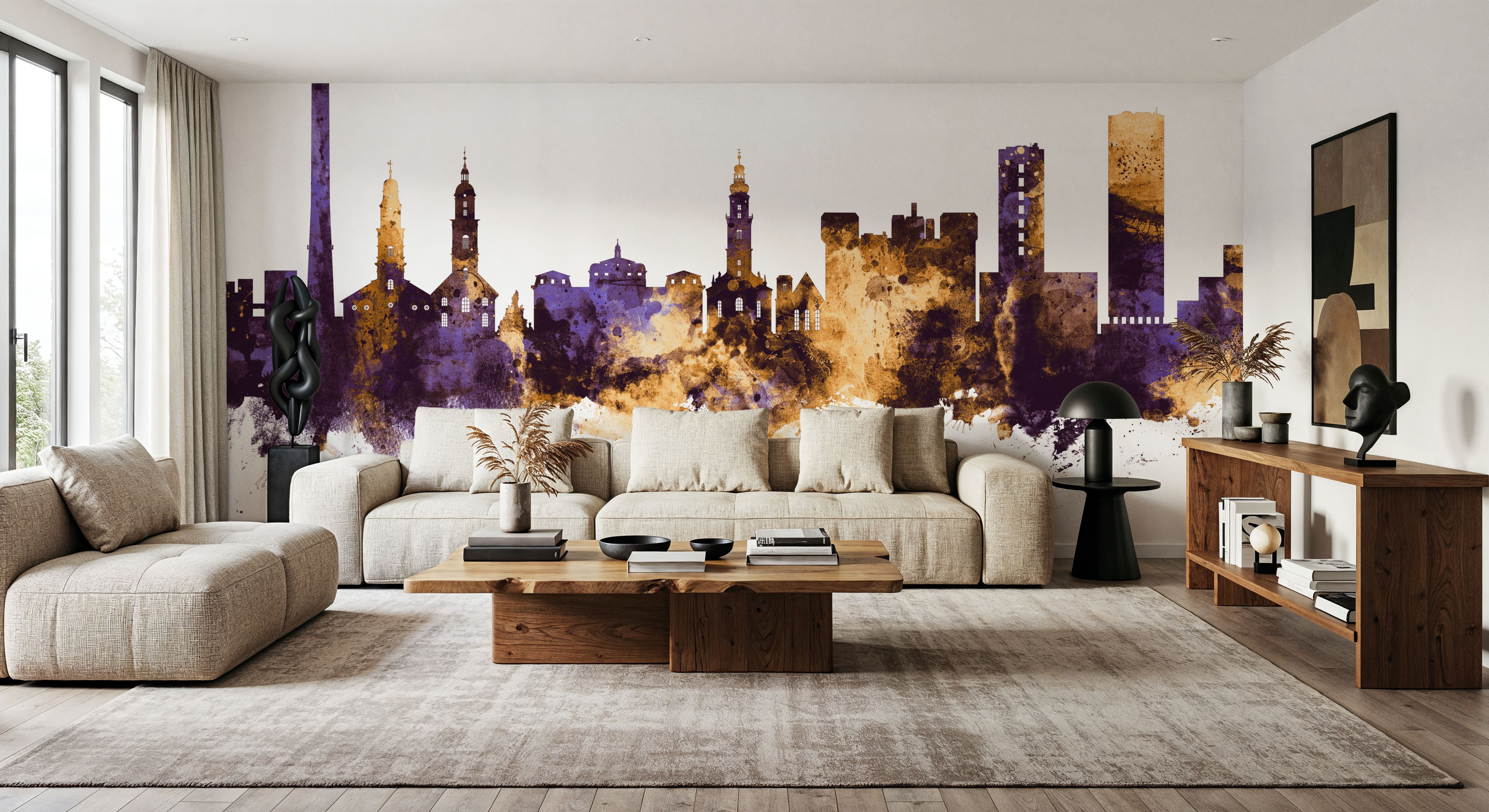 Erlangen Germany Skyline Purple & Gold, Wallpaper