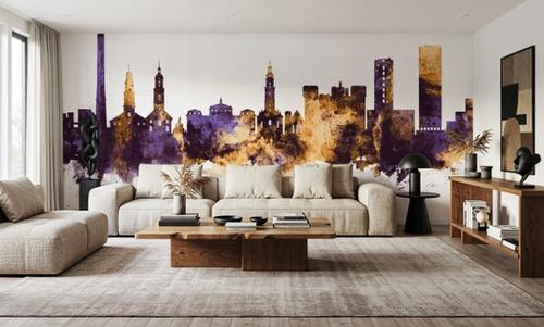 Erlangen Germany Skyline Purple & Gold