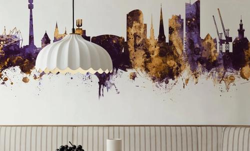 Dortmund Germany Skyline Purple & Gold