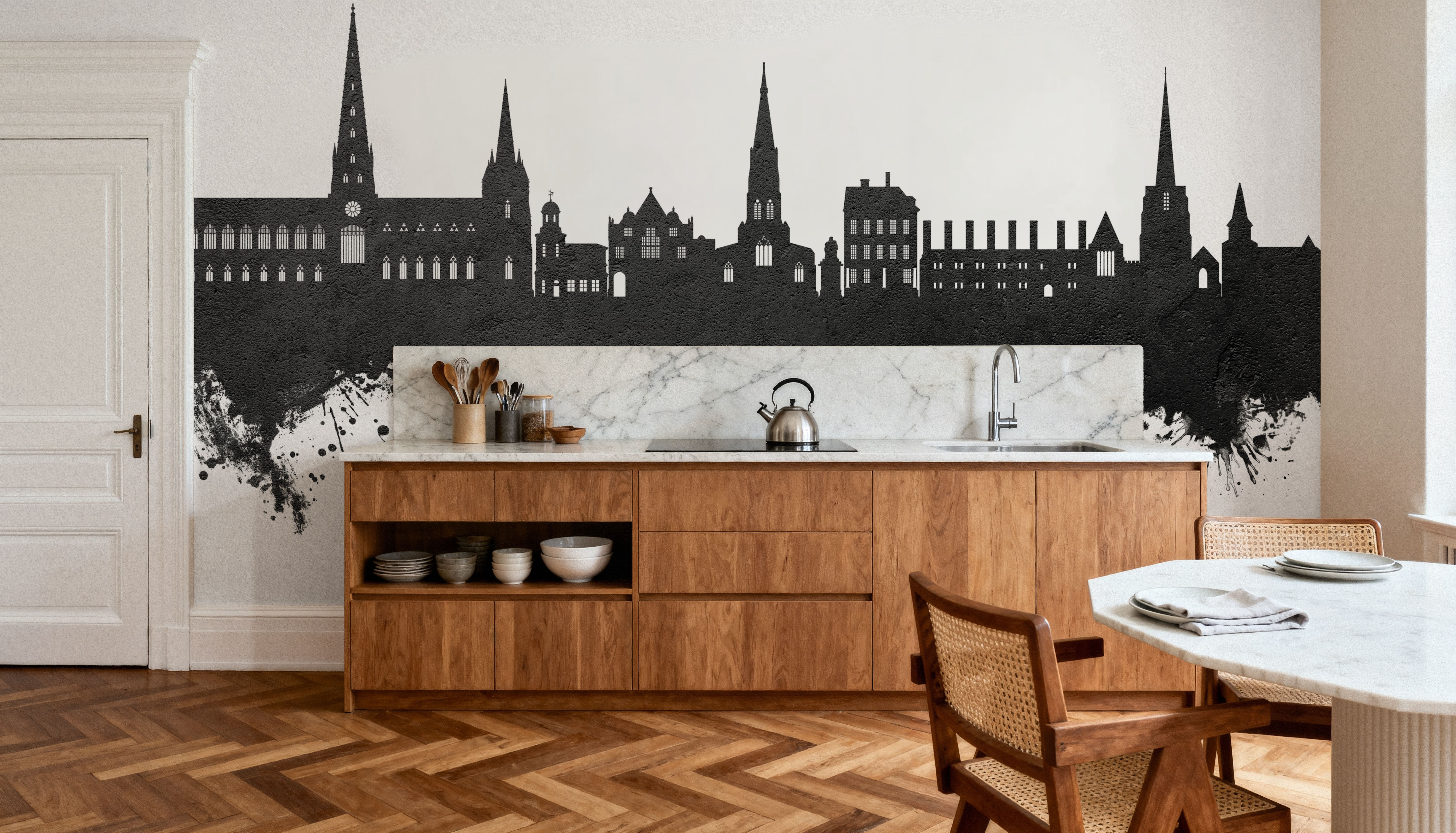 Lichfield England Skyline Black & White, Tapet