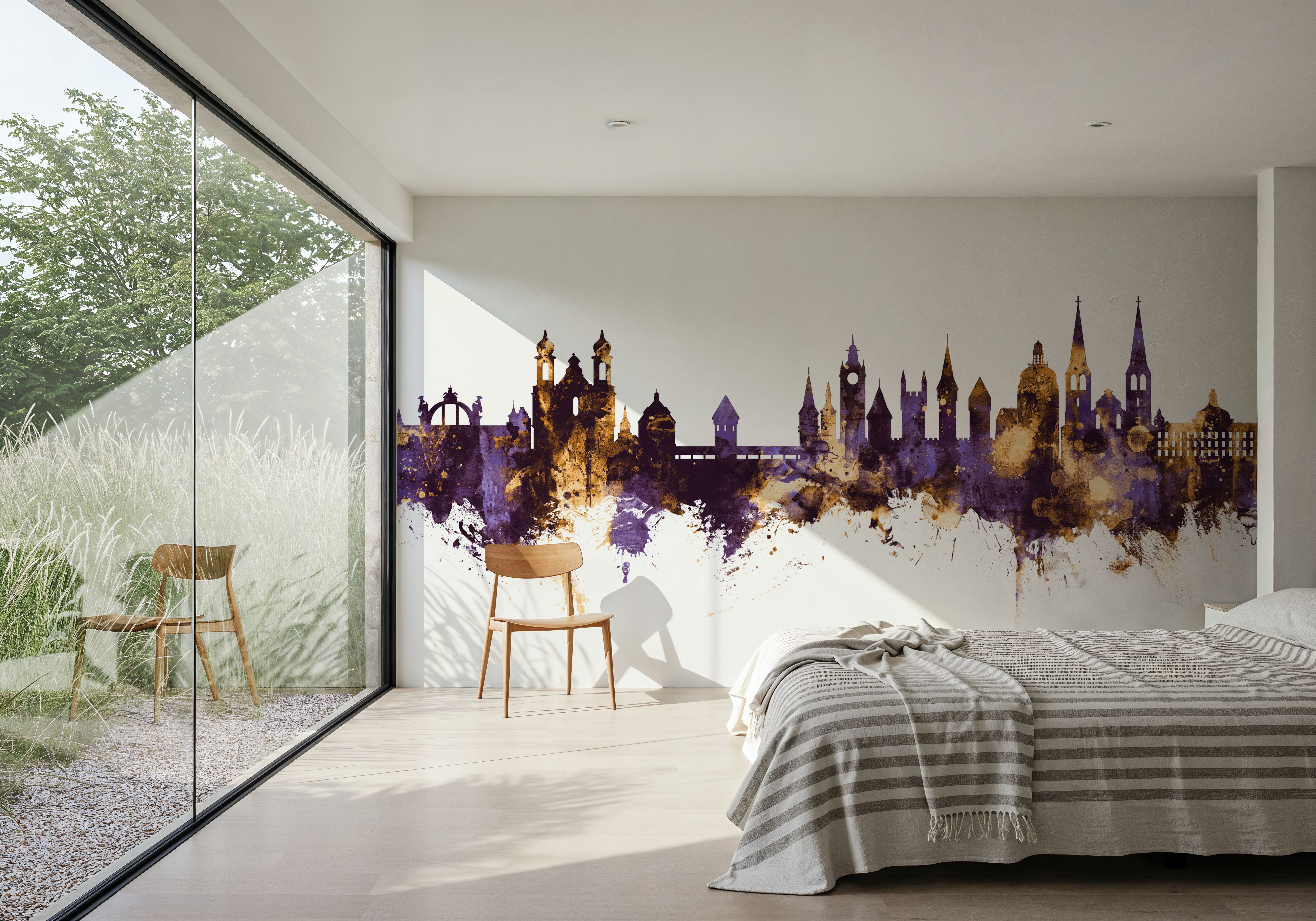 Lucerne Switzerland Luzern Skyline Purple & Gold, Tapeten