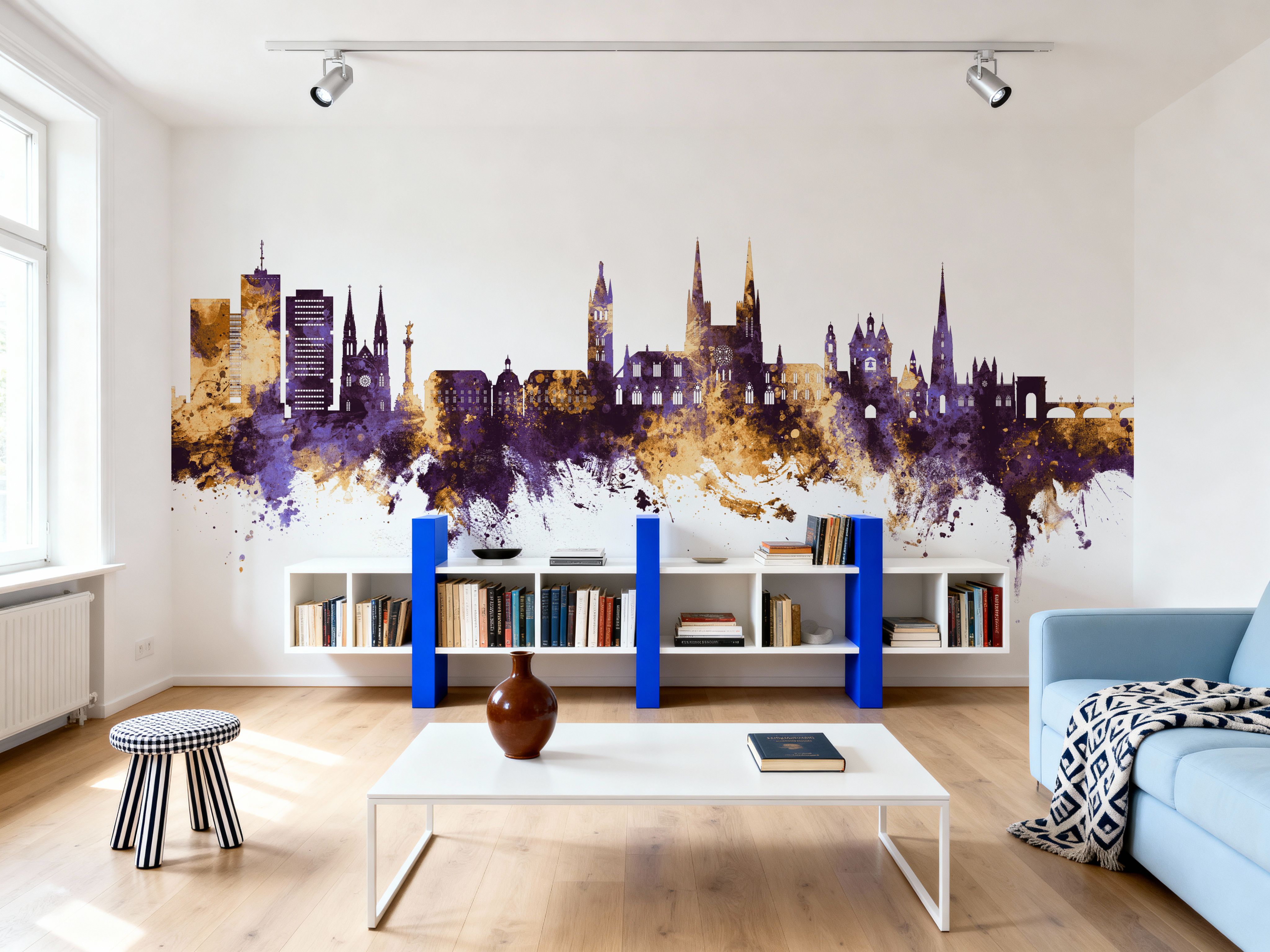 Bordeaux France Skyline Purple & Gold