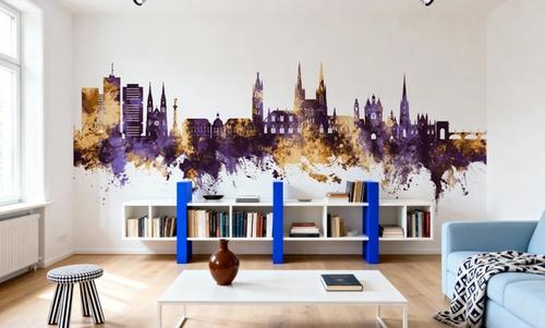 Bordeaux France Skyline Purple & Gold