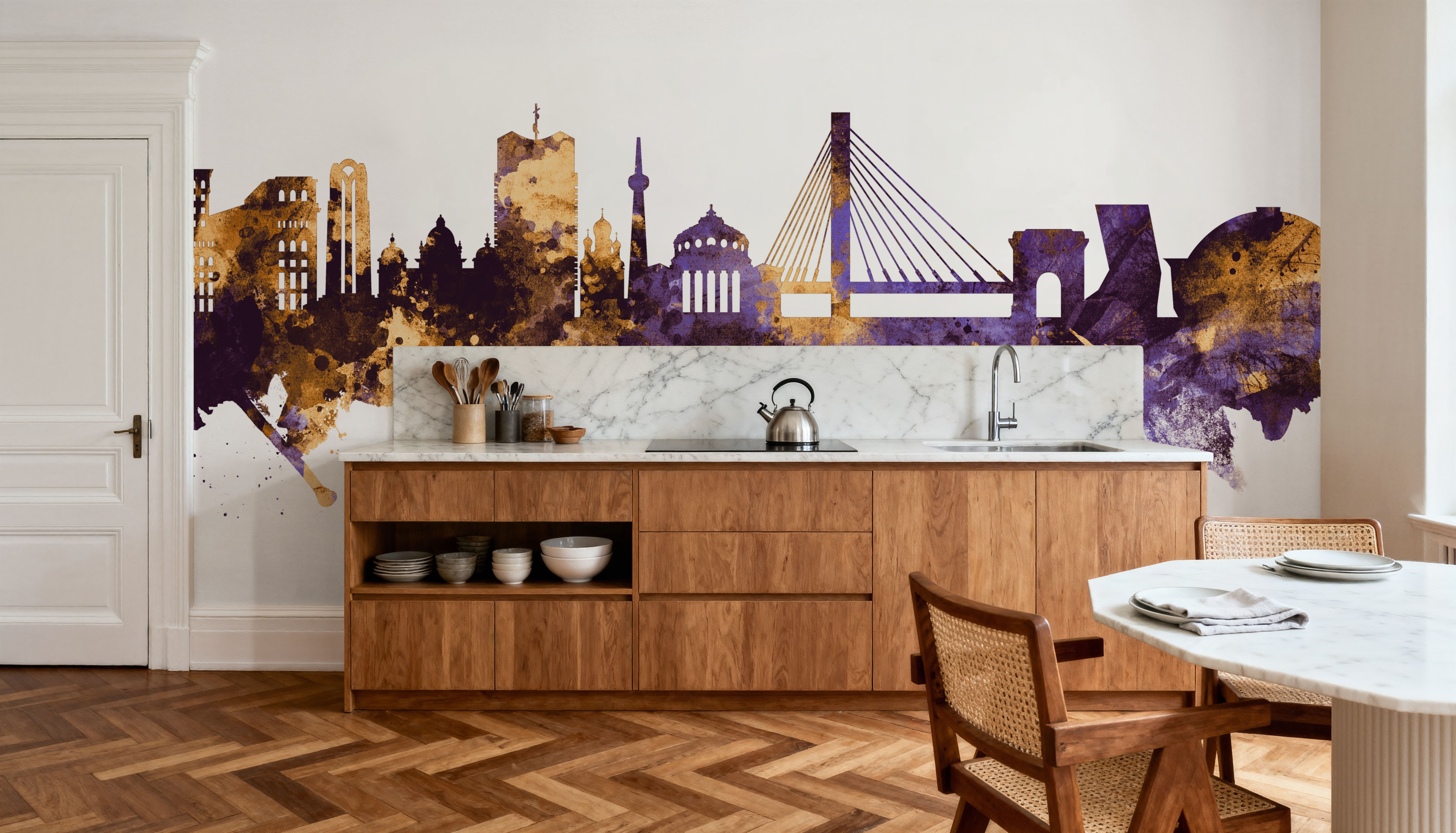 Bucharest Romania Skyline Purple & Gold