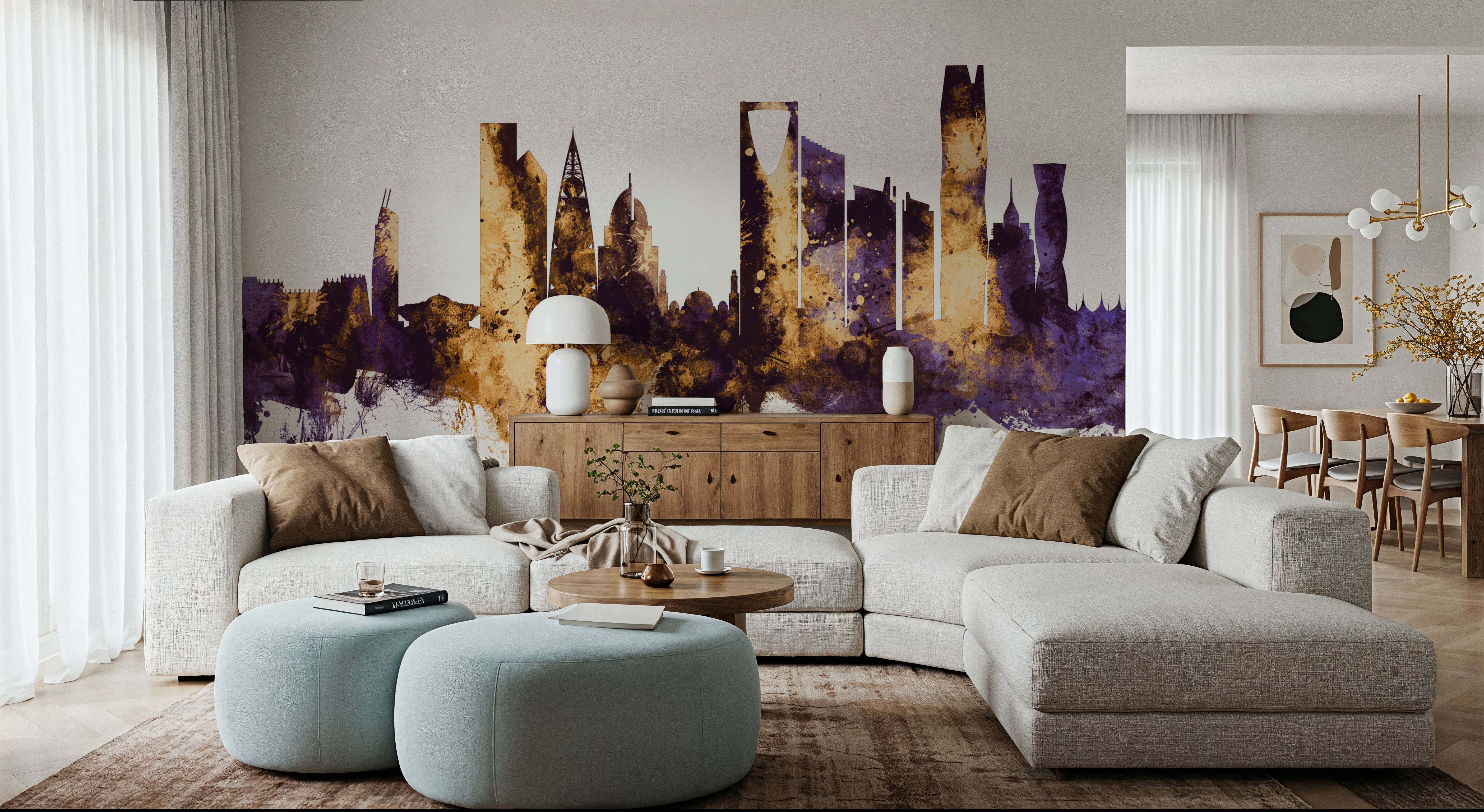 Riyadh Saudi Arabia Skyline Purple & Gold