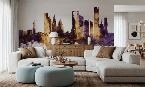 Riyadh Saudi Arabia Skyline Purple & Gold