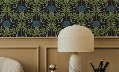 Floral Damask & Bows, Midnight
