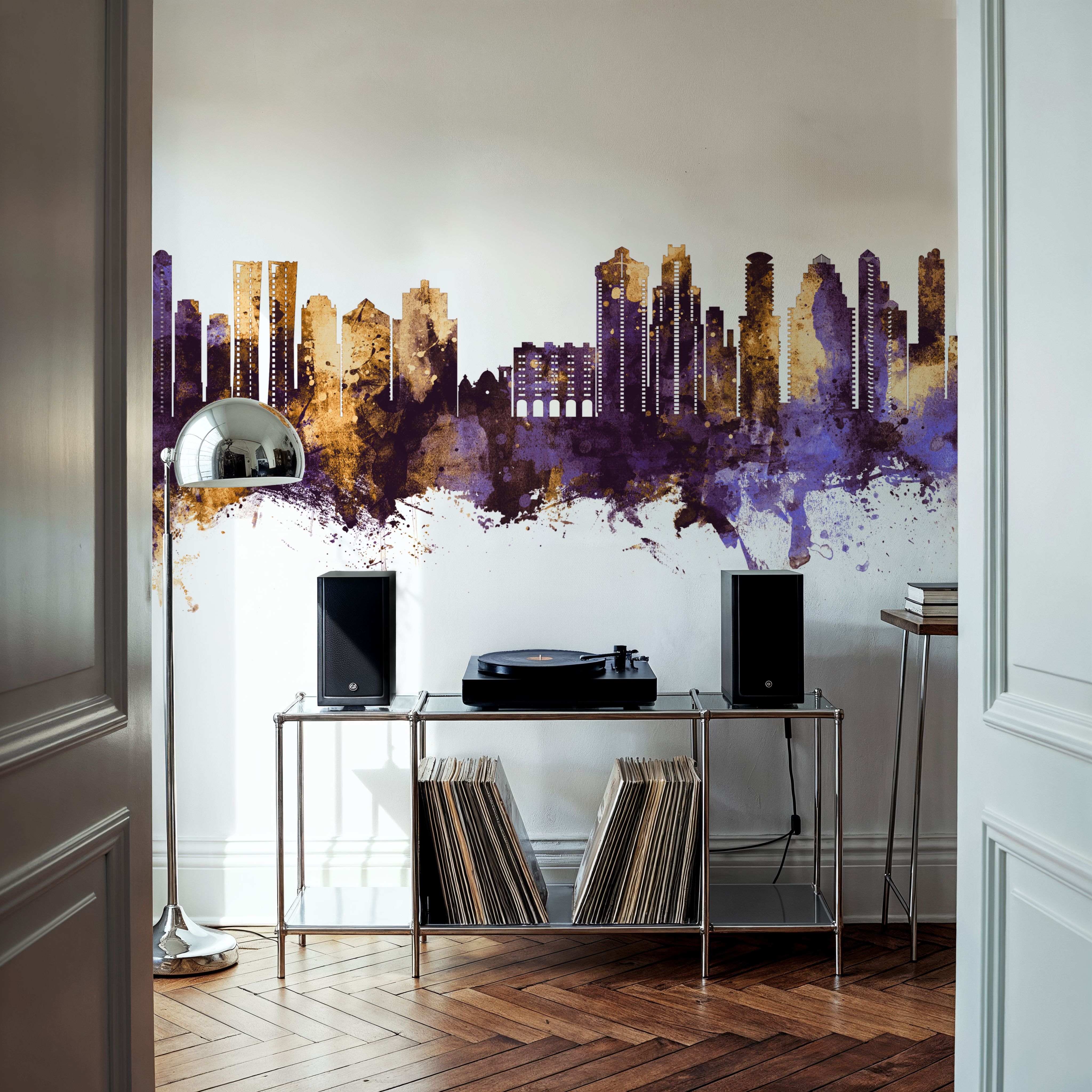 Benidorm Spain Skyline Purple & Gold