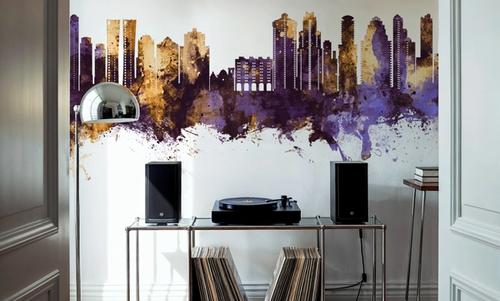 Benidorm Spain Skyline Purple & Gold