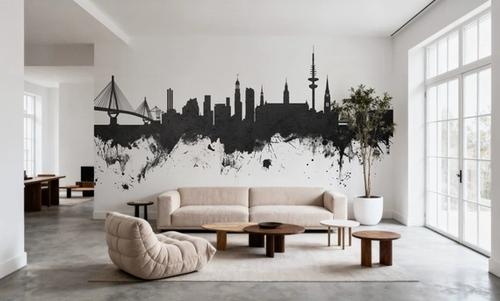 Hamburg Germany Skyline Black & White