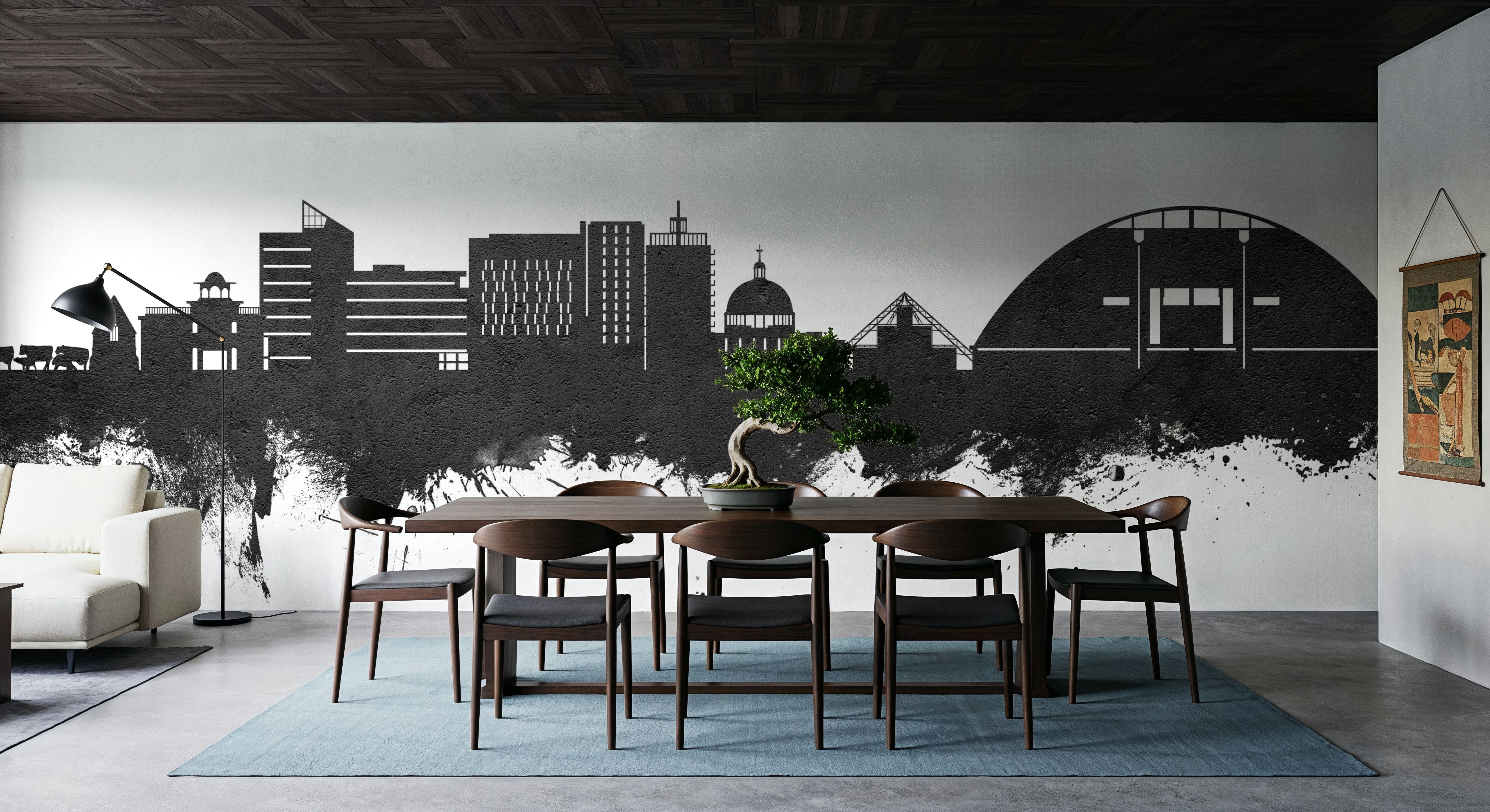 Milton Keynes England Skyline Black & White