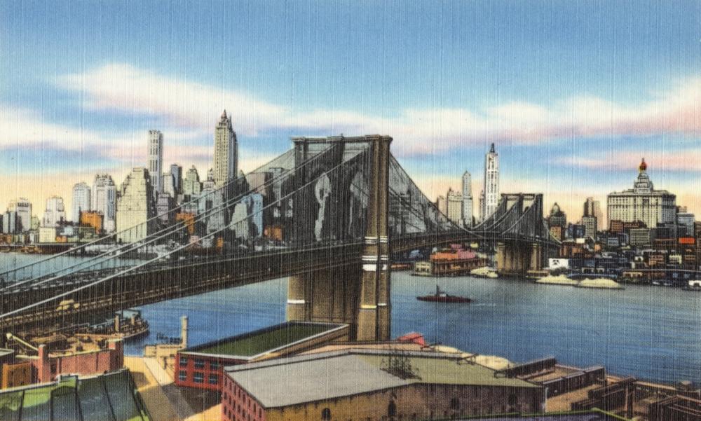 Greetings from Brooklyn Bridge - Screenprint Postcard