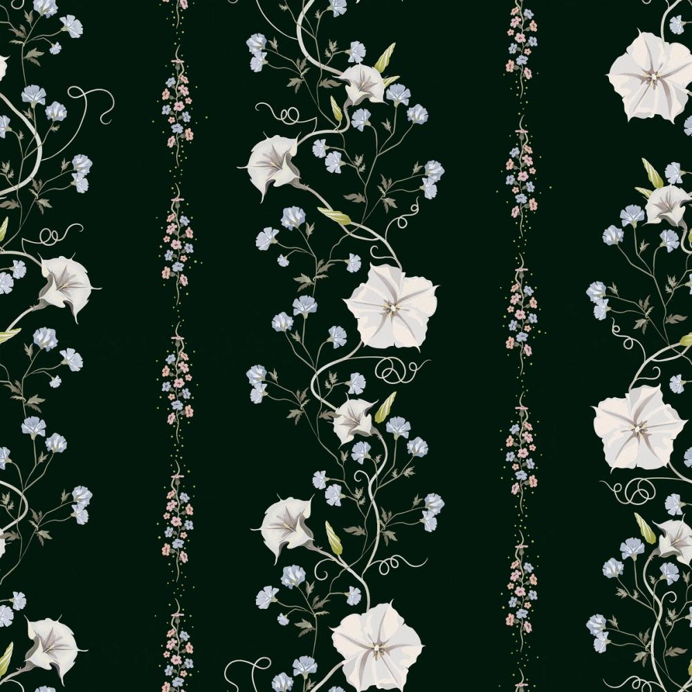 Trailing Flower Stripe, Dark Green