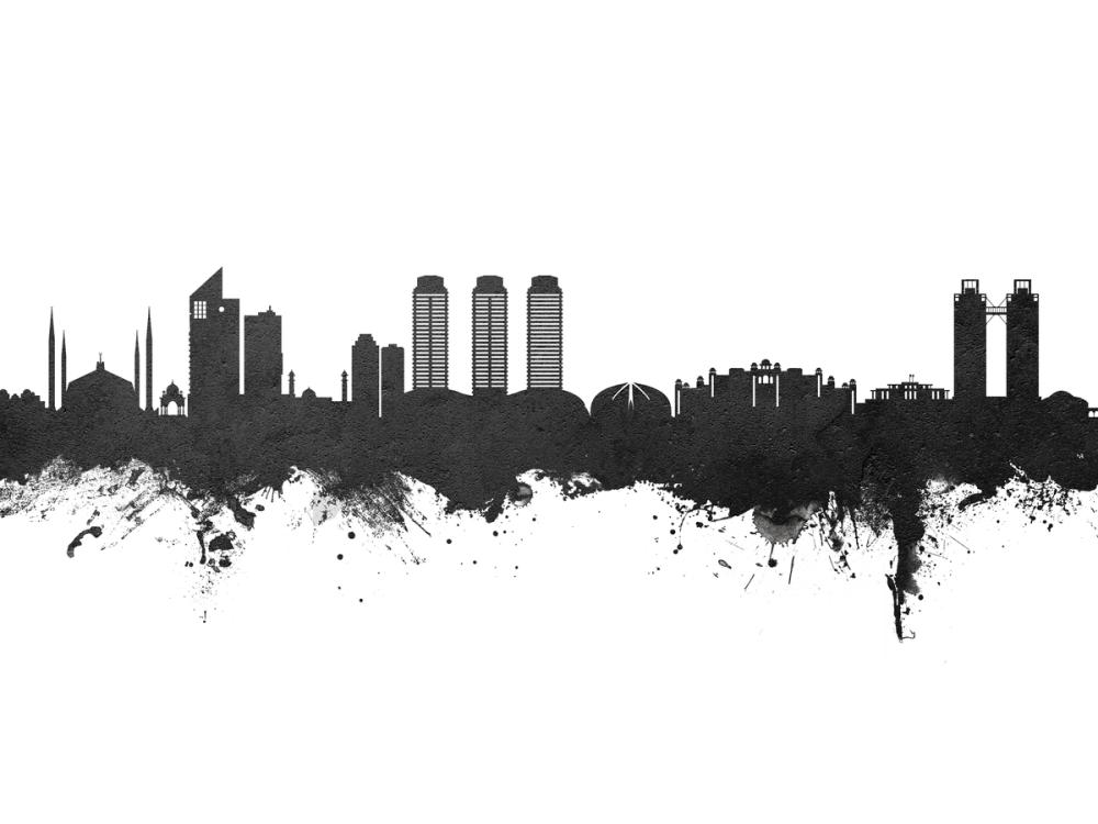Islamabad Pakistan Skyline Black & White