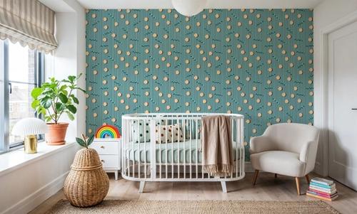 Memphis Dots & Stripes, Cyan