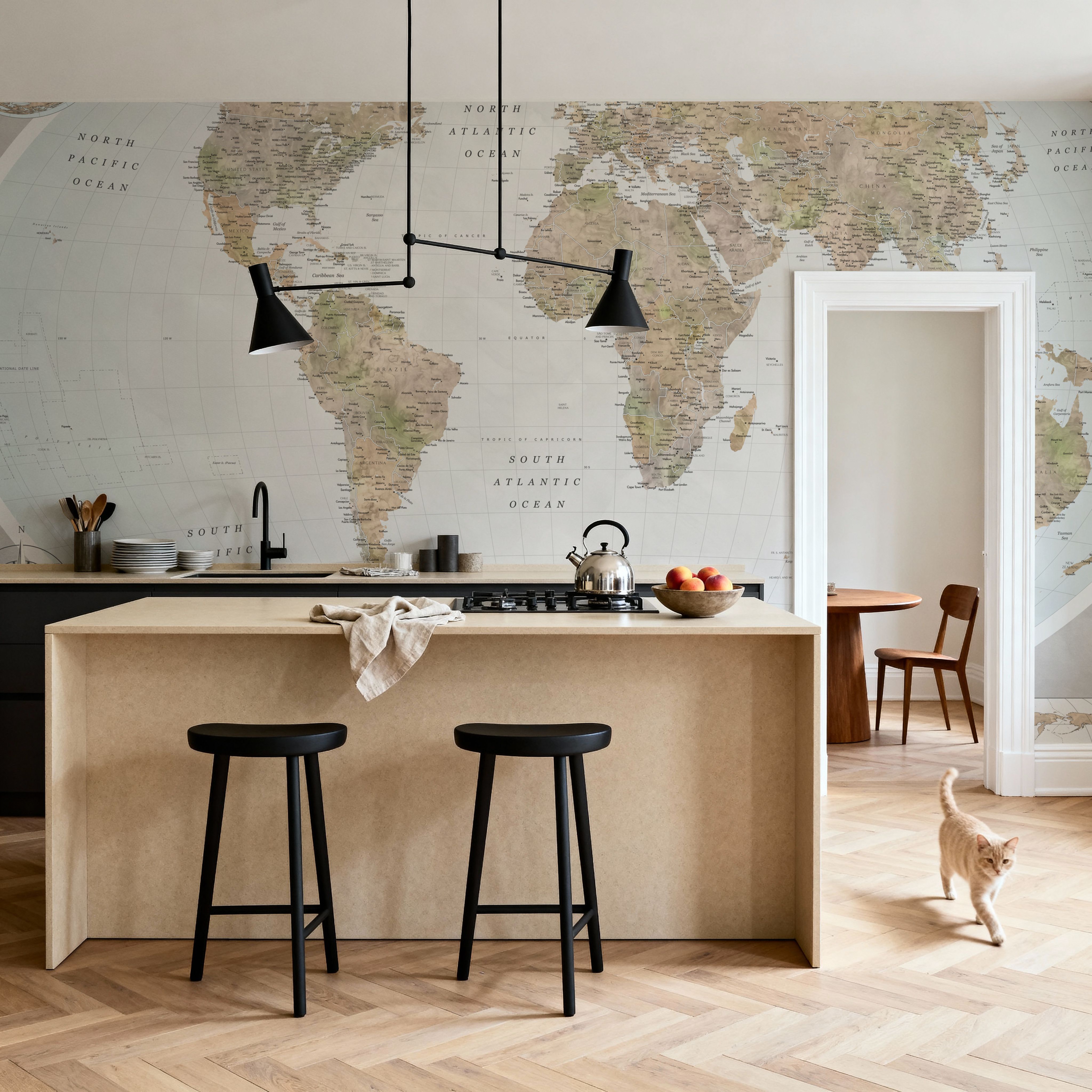 World Map Atlas Brown