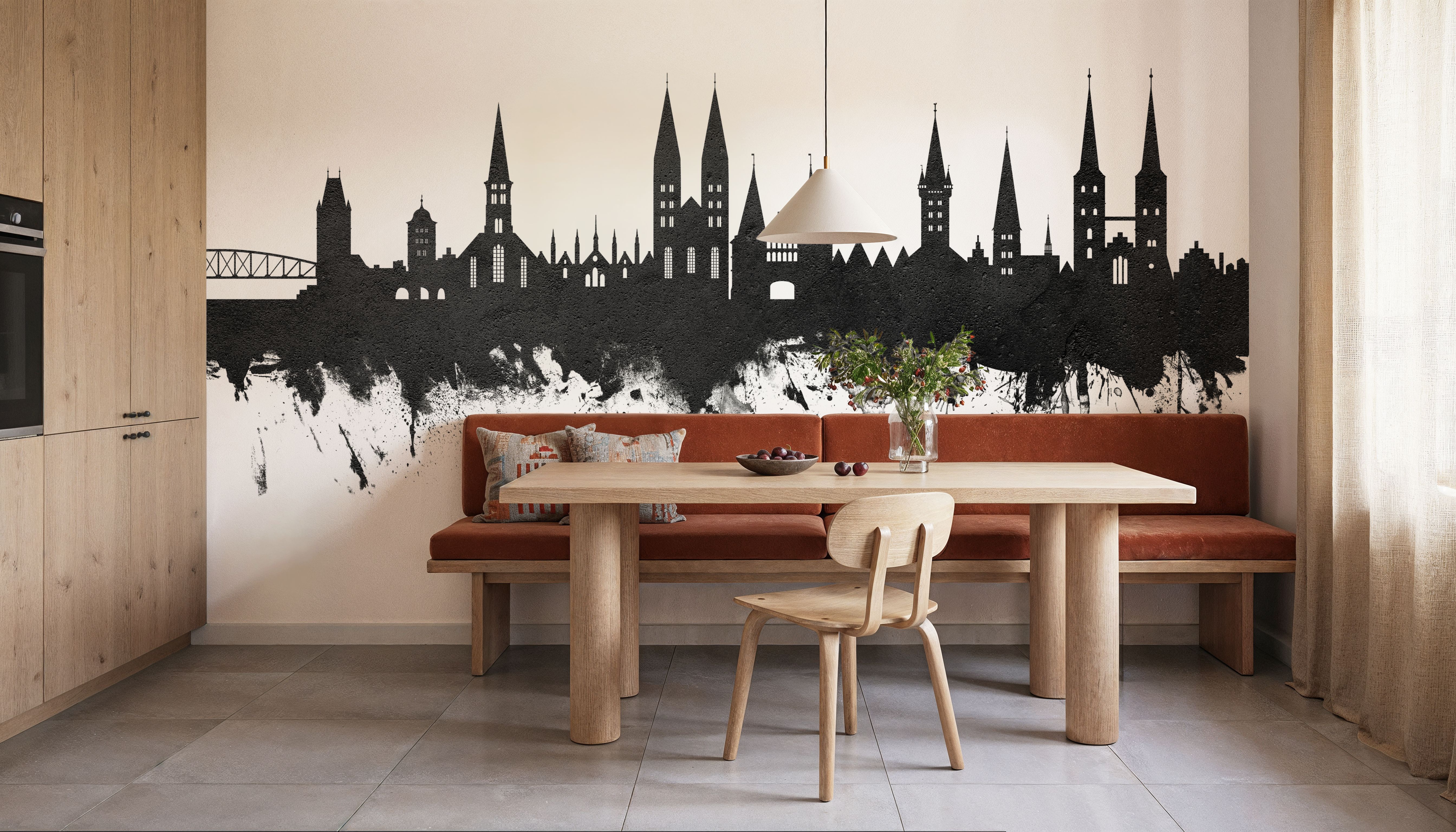 Lubeck Germany Skyline Black & White, Tapeten